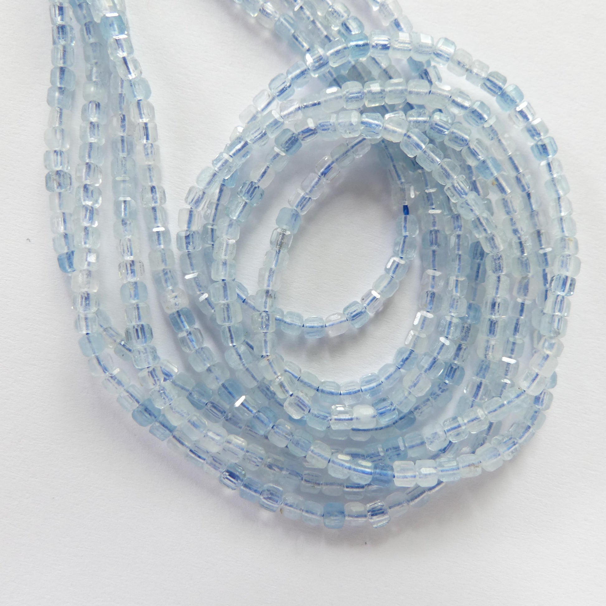 2mm AAA Aquamarine Beads Cube Faceted 15" Raw Genuine Gemstone Beads for Jewelry Making Beading Craft Gift Beads March Birthstone