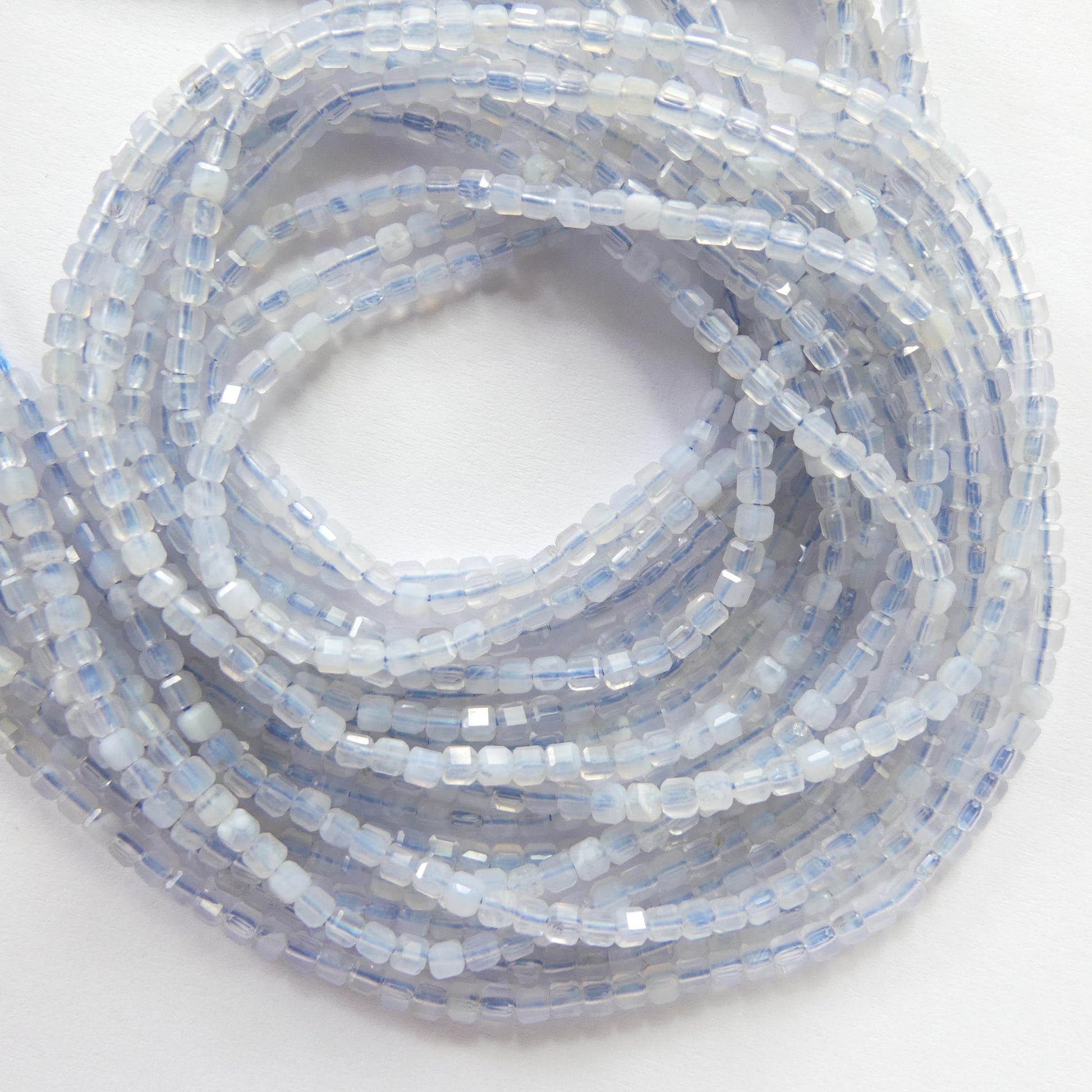 2mm Natural Blue Lace Agate Faceted Cube Beads 15" Pale Blue Genuine Gemstone Beads for Jewelry Making Beading Craft Gift