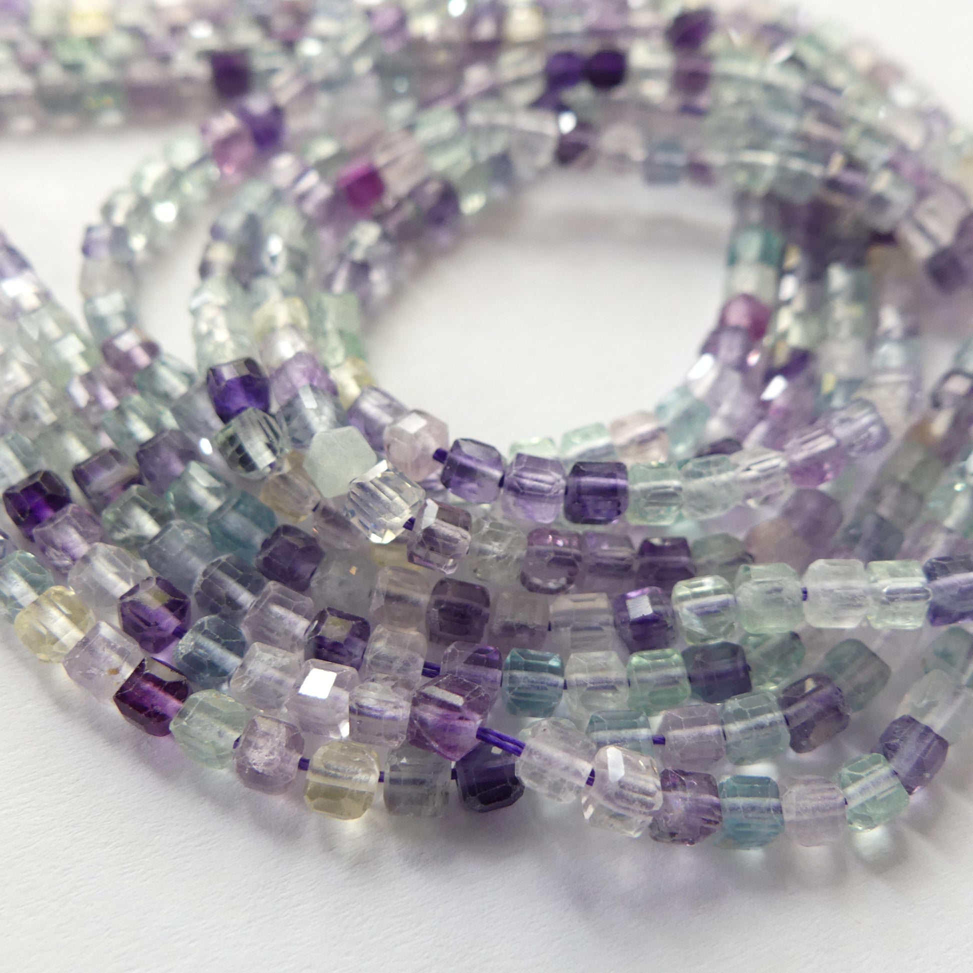 3mm AAA Multi Fluorite Beads Faceted Cube Beads 15" Multi Color Genuine Gemstone Tiny Small Beads for Jewelry Making Beading Craft Gift