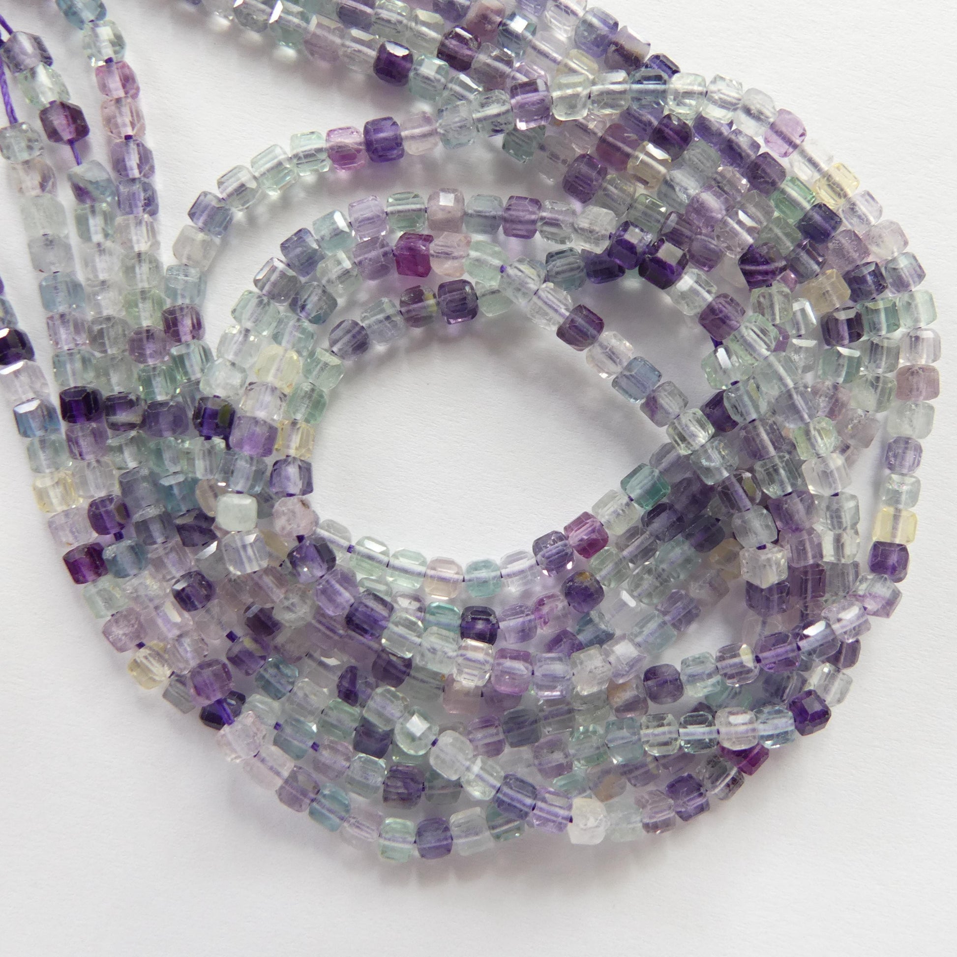 3mm AAA Multi Fluorite Beads Faceted Cube Beads 15" Multi Color Genuine Gemstone Tiny Small Beads for Jewelry Making Beading Craft Gift
