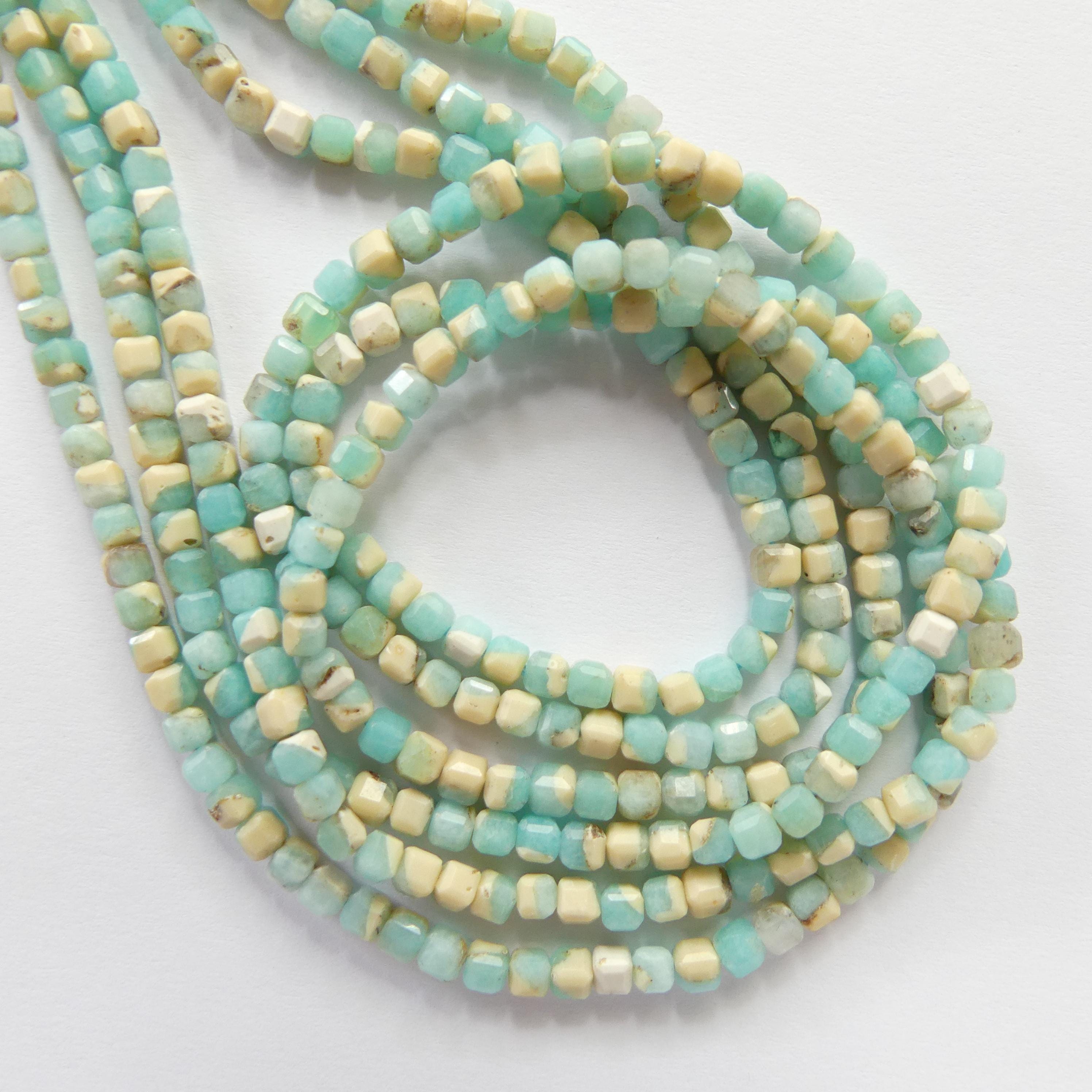 3mm Peruvian Amazonite Cube Beads 15" Bright Blue amazonite feldspar Genuine Gemstone Beads for Jewelry Making Beading Craft Gift Beads