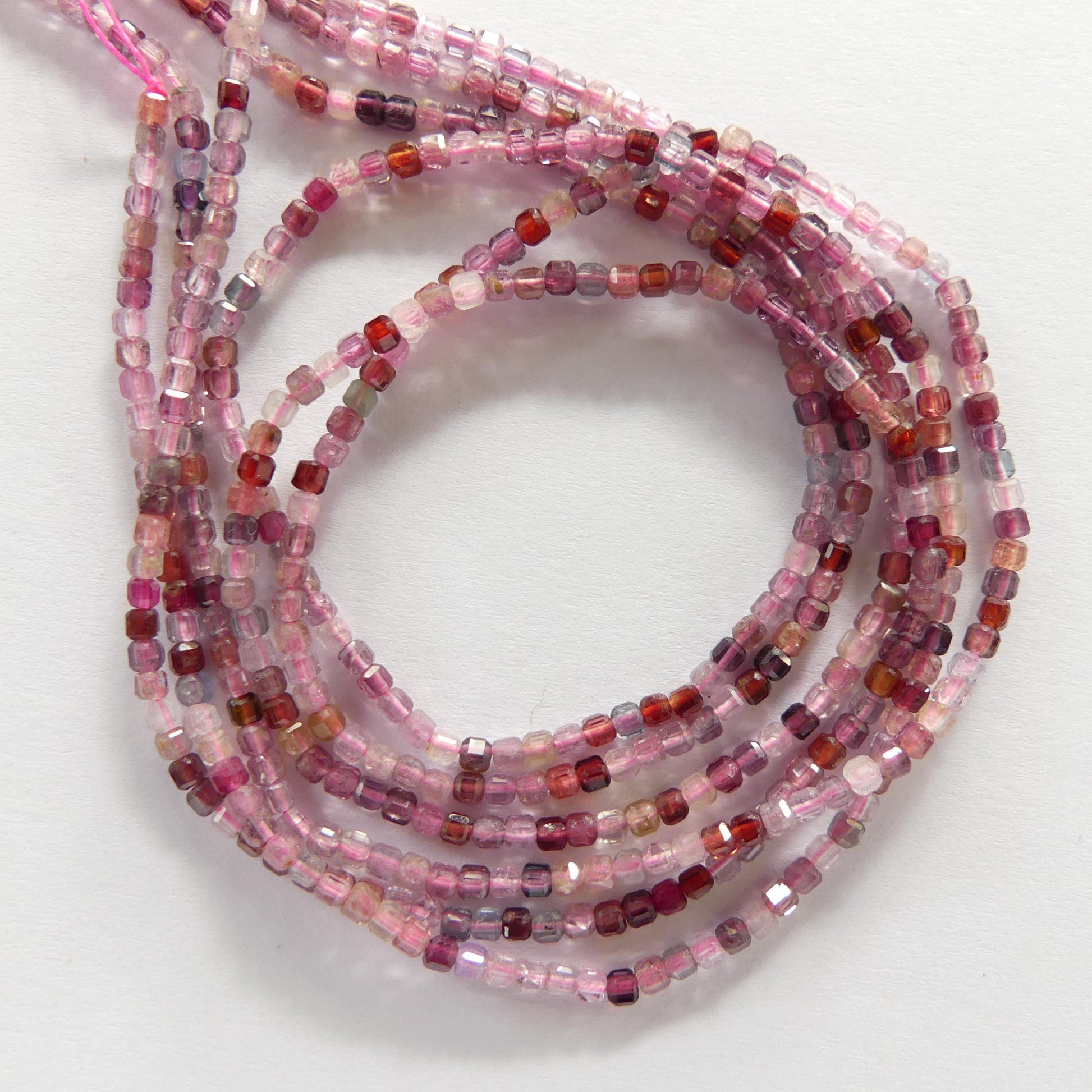 2mm Multi Spinel Cube Beads Faceted 15" Colorful Spinel Pink Genuine Gemstone Beads for Jewelry Making Beading Craft Gift Beads