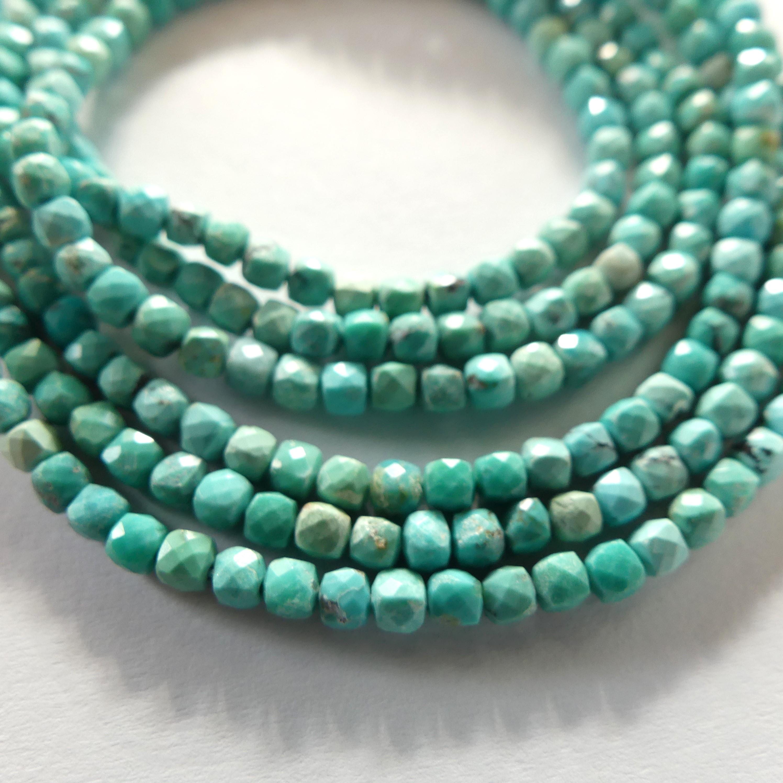 2.5mm Arizona Turquoise Cube Beads 15" Blue Turquoise Genuine Gemstone Beads for Jewelry Making Beading Craft Gift Beads