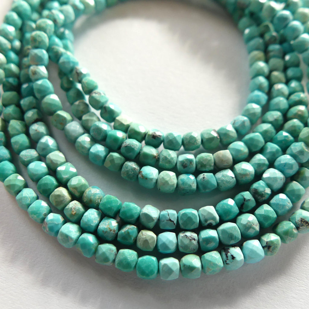 2.5mm Arizona Turquoise Cube Beads 15" Blue Turquoise Genuine Gemstone Beads for Jewelry Making Beading Craft Gift Beads