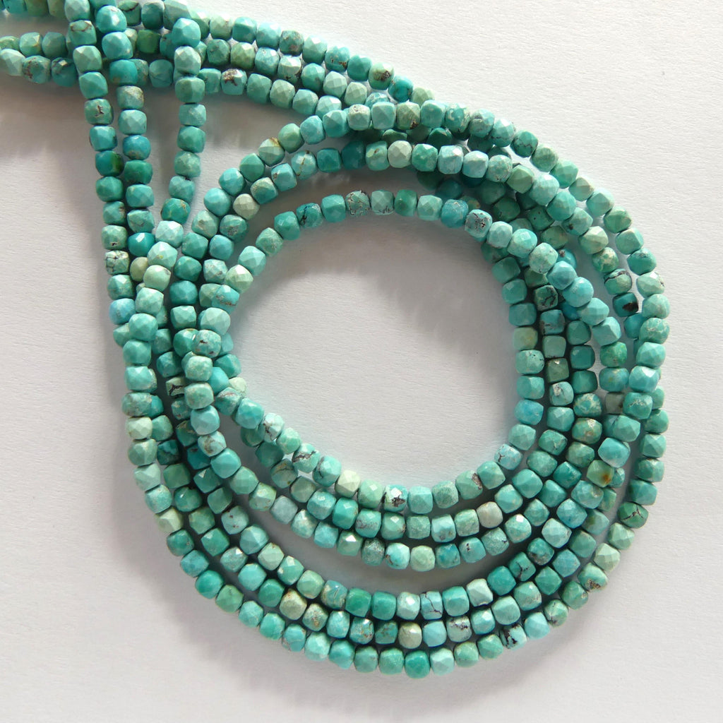 2.5mm Arizona Turquoise Cube Beads 15" Blue Turquoise Genuine Gemstone Beads for Jewelry Making Beading Craft Gift Beads