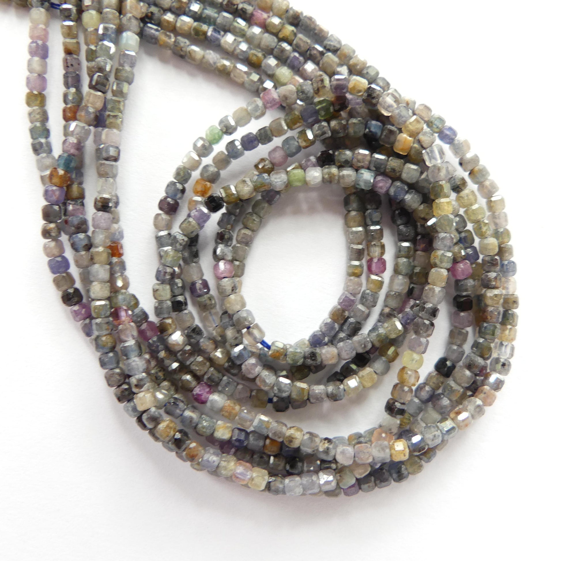 2mm Multi Sapphire Beads Cube Faceted 15" Raw Sapphire Genuine Gemstone Beads Jewelry Making Beading Craft Gift September Birthstone