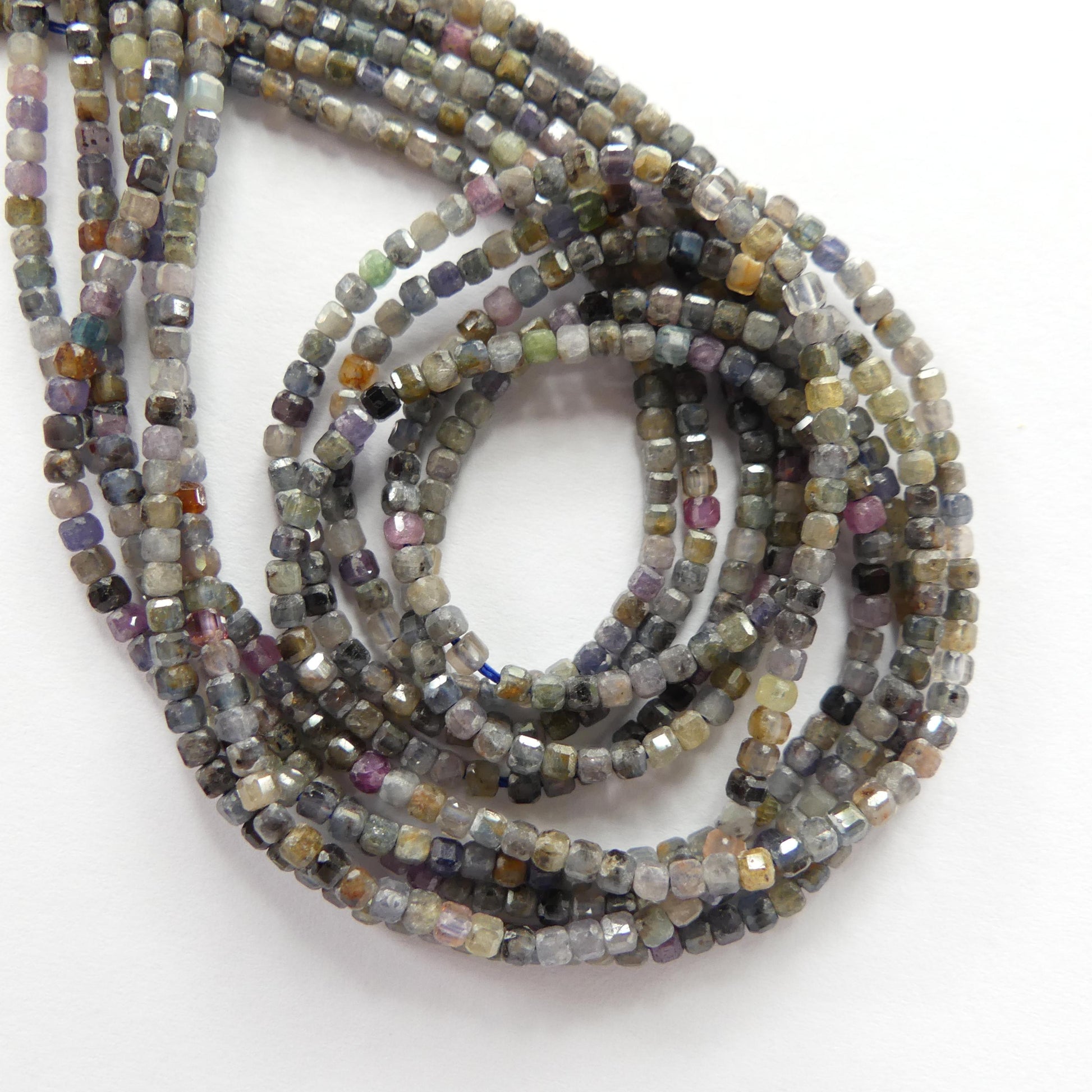2mm Multi Sapphire Beads Cube Faceted 15" Raw Sapphire Genuine Gemstone Beads Jewelry Making Beading Craft Gift September Birthstone