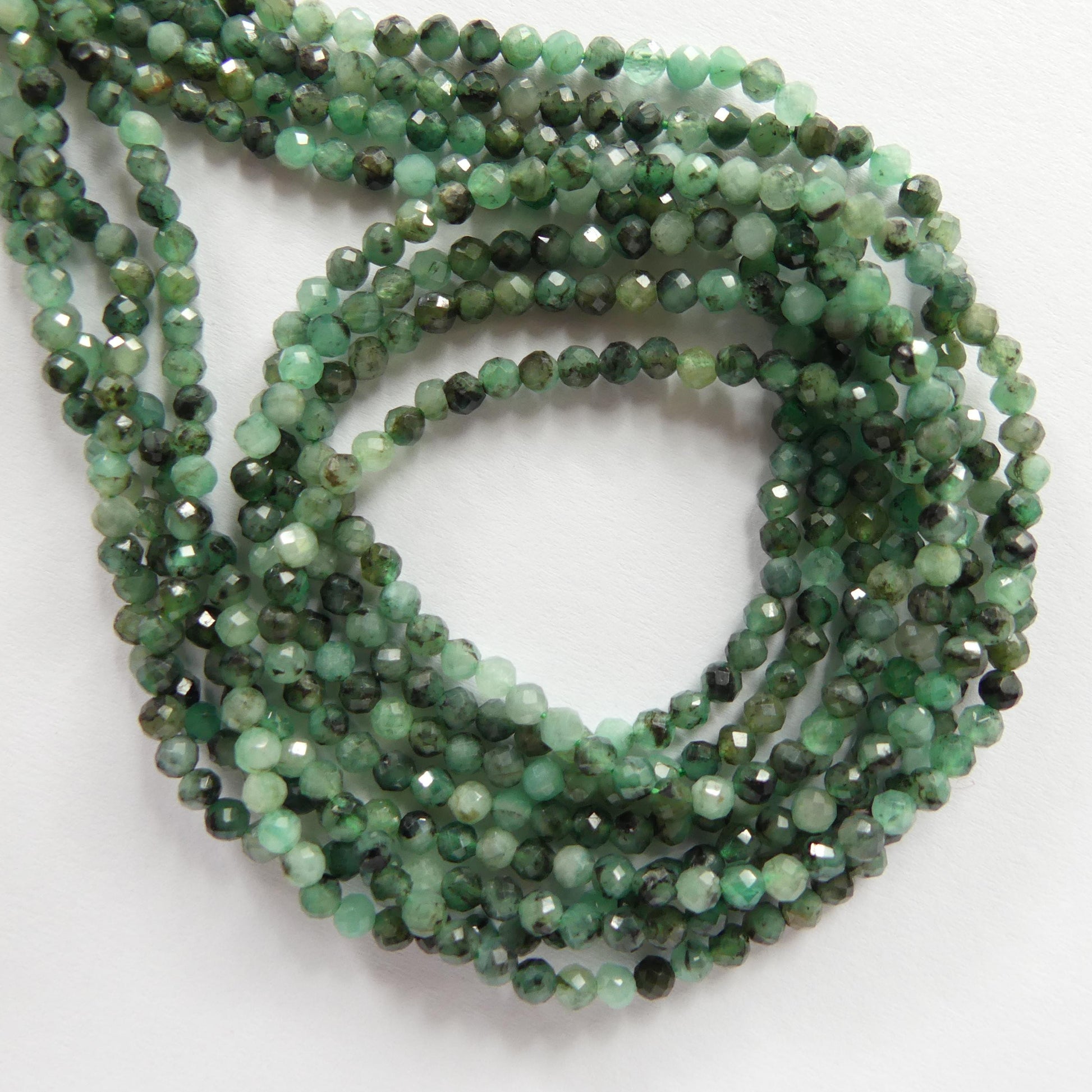 3mm AAA Natural Emerald Beads Micro Faceted 15" Raw Emerald Genuine Gemstone Beads Genuine Emerald for Jewelry Making Beading Craft Gift