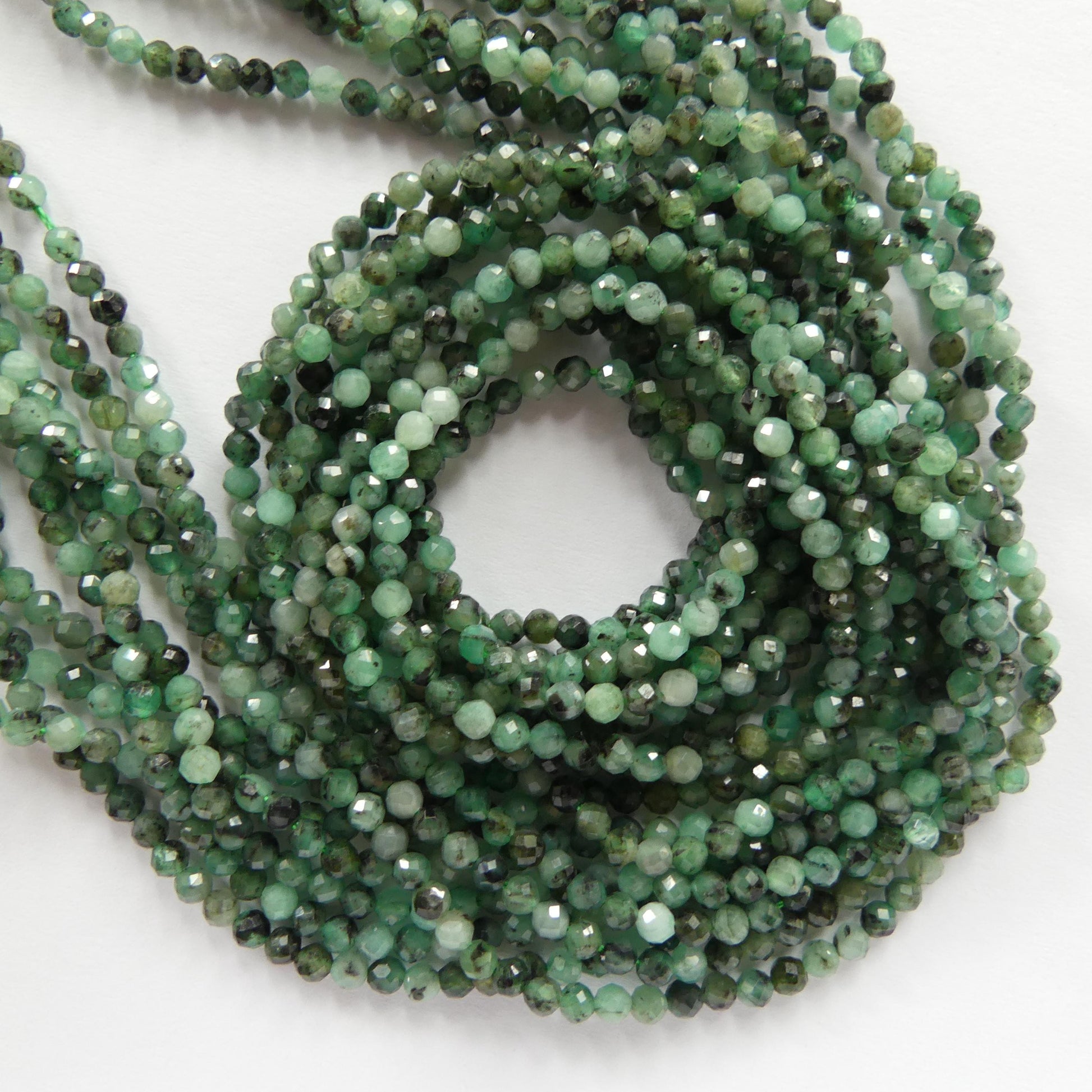 3mm AAA Natural Emerald Beads Micro Faceted 15" Raw Emerald Genuine Gemstone Beads Genuine Emerald for Jewelry Making Beading Craft Gift