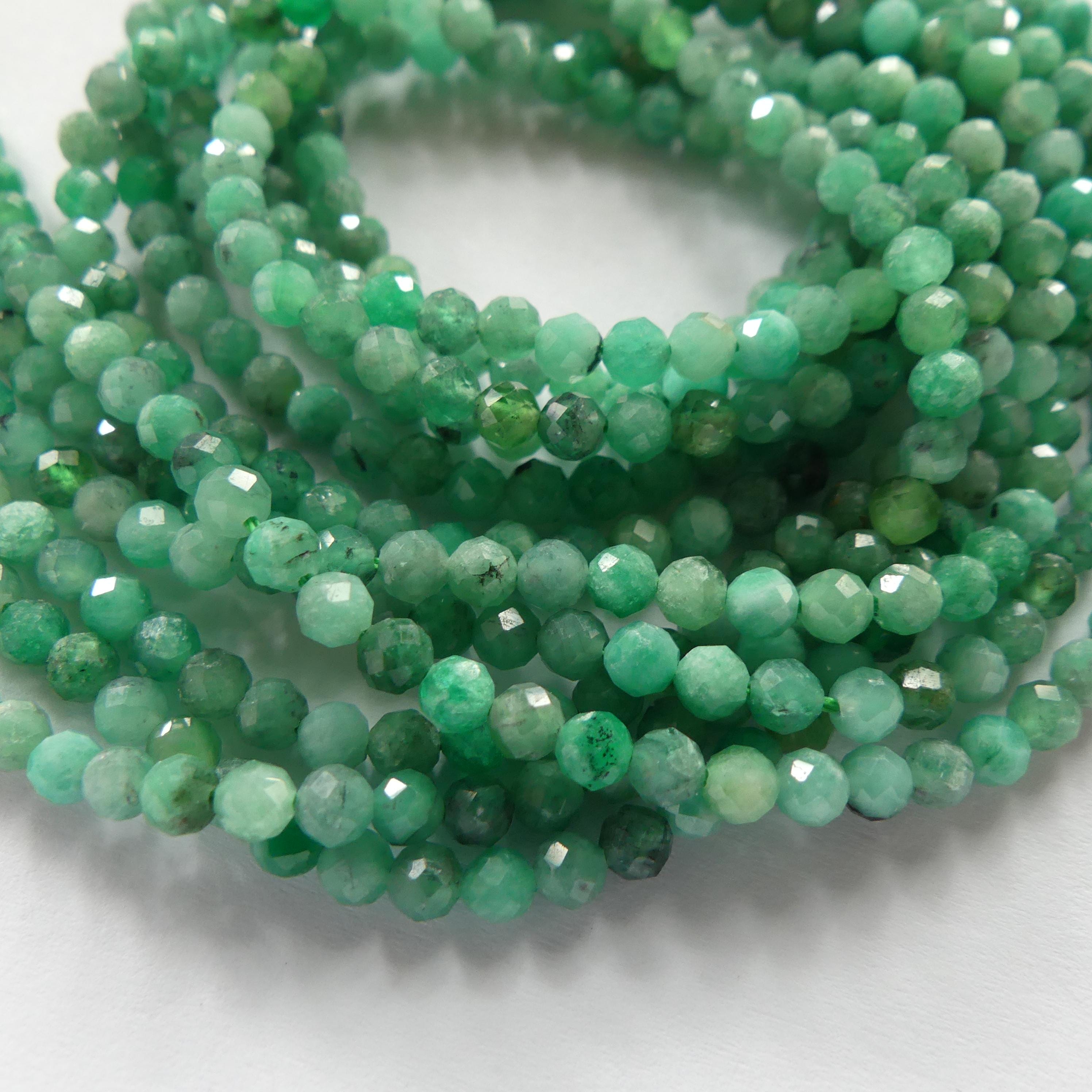 3mm AAA Natural Emerald Beads Micro Faceted 15" Raw Emerald Genuine Gemstone Beads Genuine Emerald for Jewelry Making Beading Craft Gift