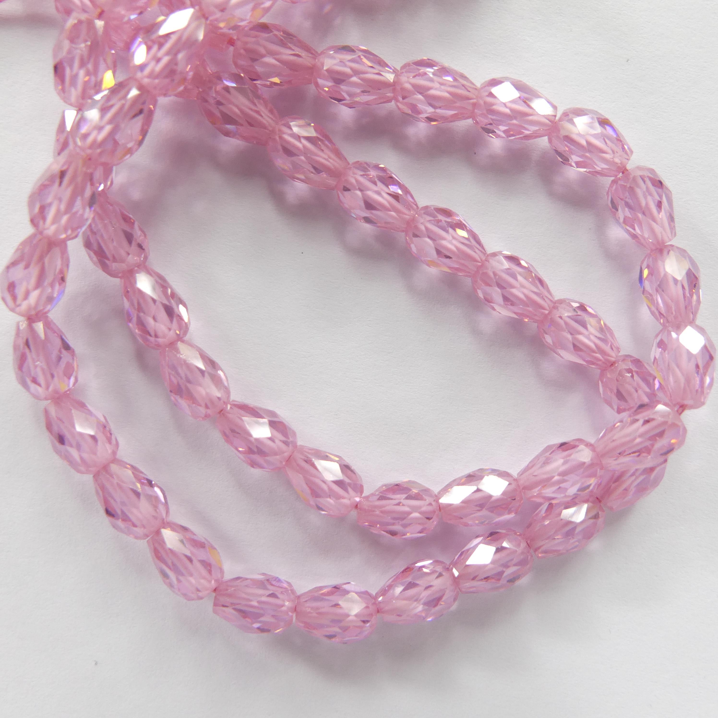 4 pcs Pink Zircon Beads Pear Shape Cubic Zirconia Pink Beads Cubic Pink Briolette Sparkly for Jewelry Making Beading Crafter Gift