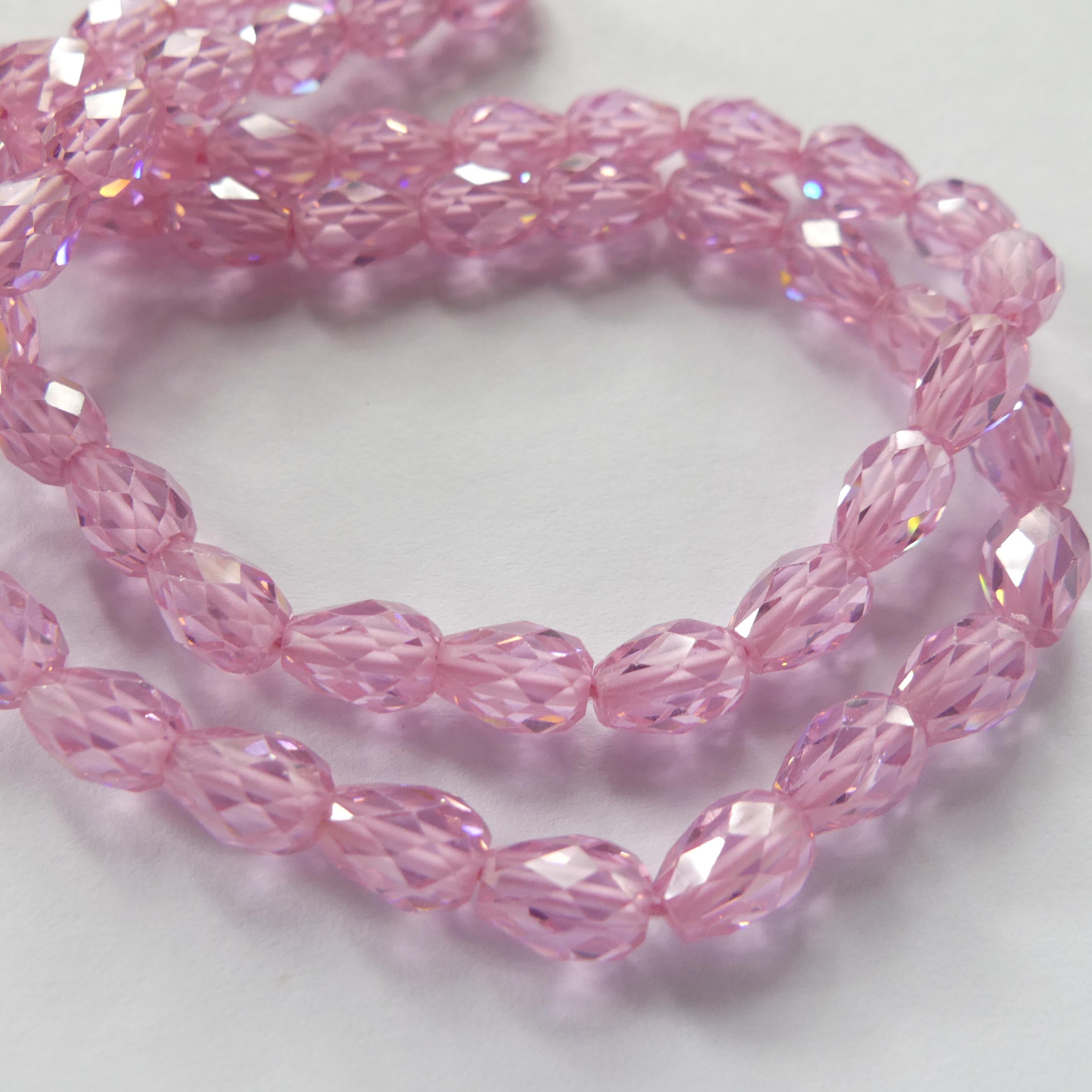 4 pcs Pink Zircon Beads Pear Shape Cubic Zirconia Pink Beads Cubic Pink Briolette Sparkly for Jewelry Making Beading Crafter Gift