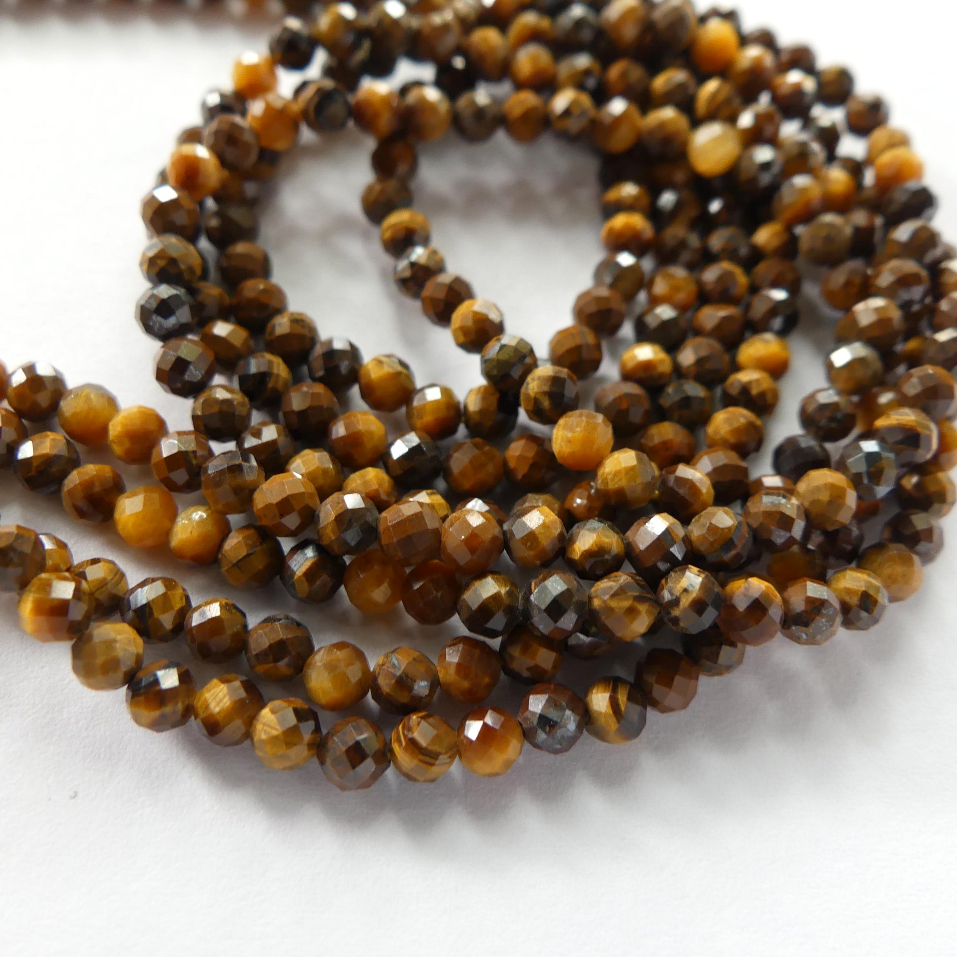 3mm Tigers Eye Beads Faceted Tiger Eye Genuine Tiny Beads 12.5" Gemstone Beads for Jewelry Making Beading Craft Gift Seed Beads Brown