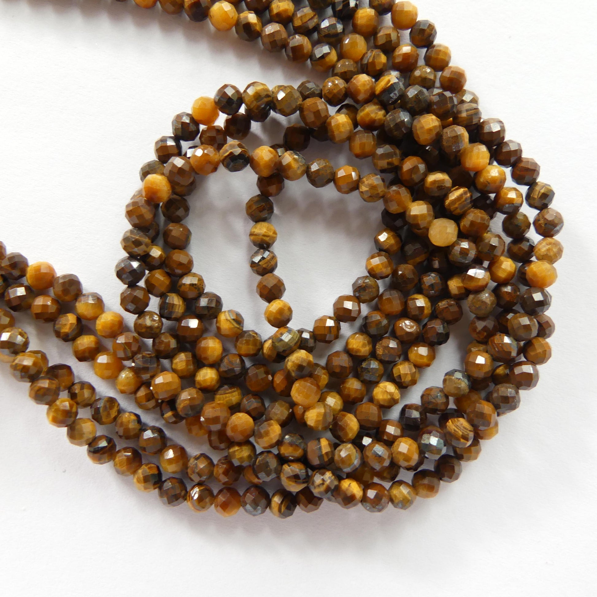3mm Tigers Eye Beads Faceted Tiger Eye Genuine Tiny Beads 12.5" Gemstone Beads for Jewelry Making Beading Craft Gift Seed Beads Brown
