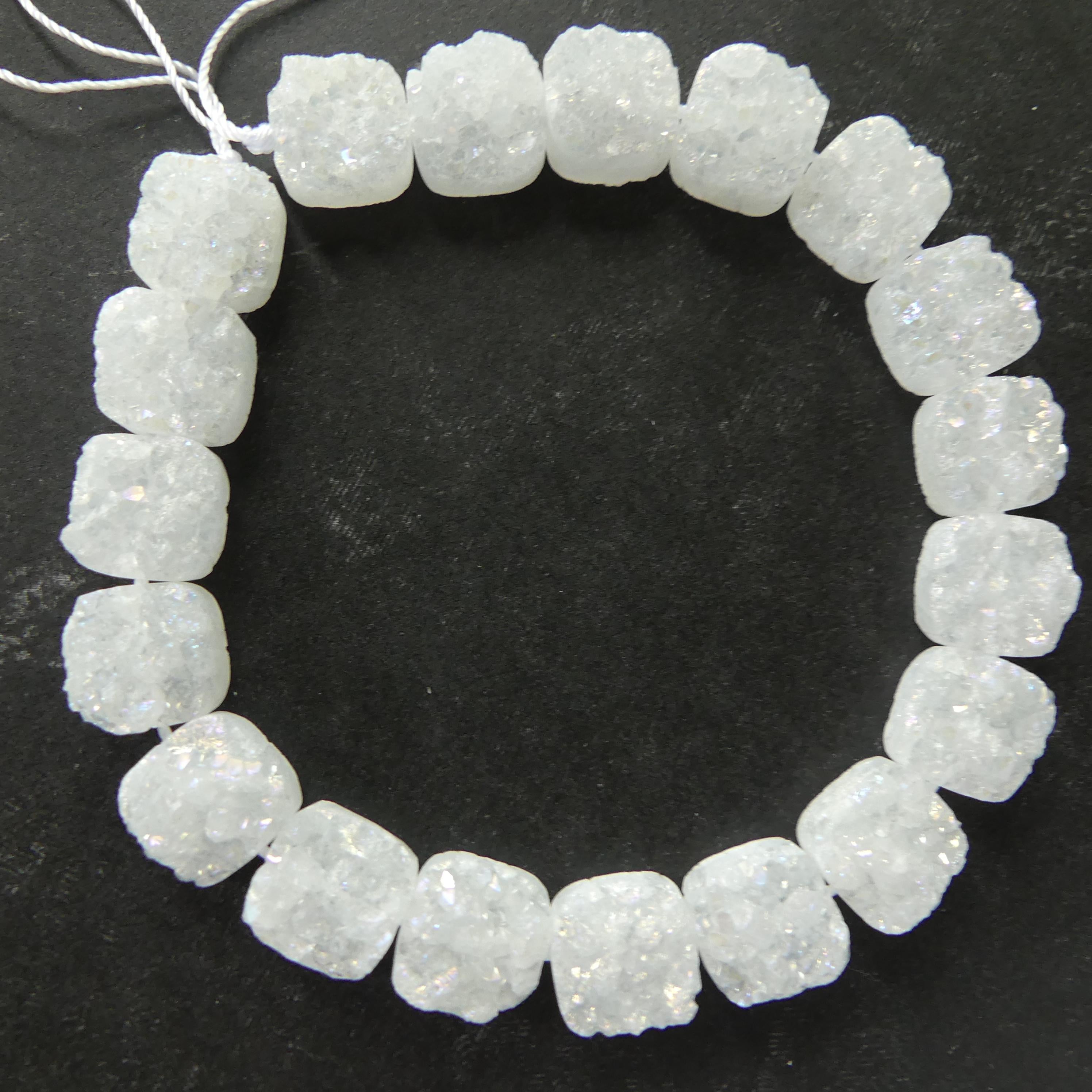 10mm Druzy Agate Beads 7.5" Round Druzy Beads Sparkly Square Druzy Beads for Jewelry Making Beading Craft Gift