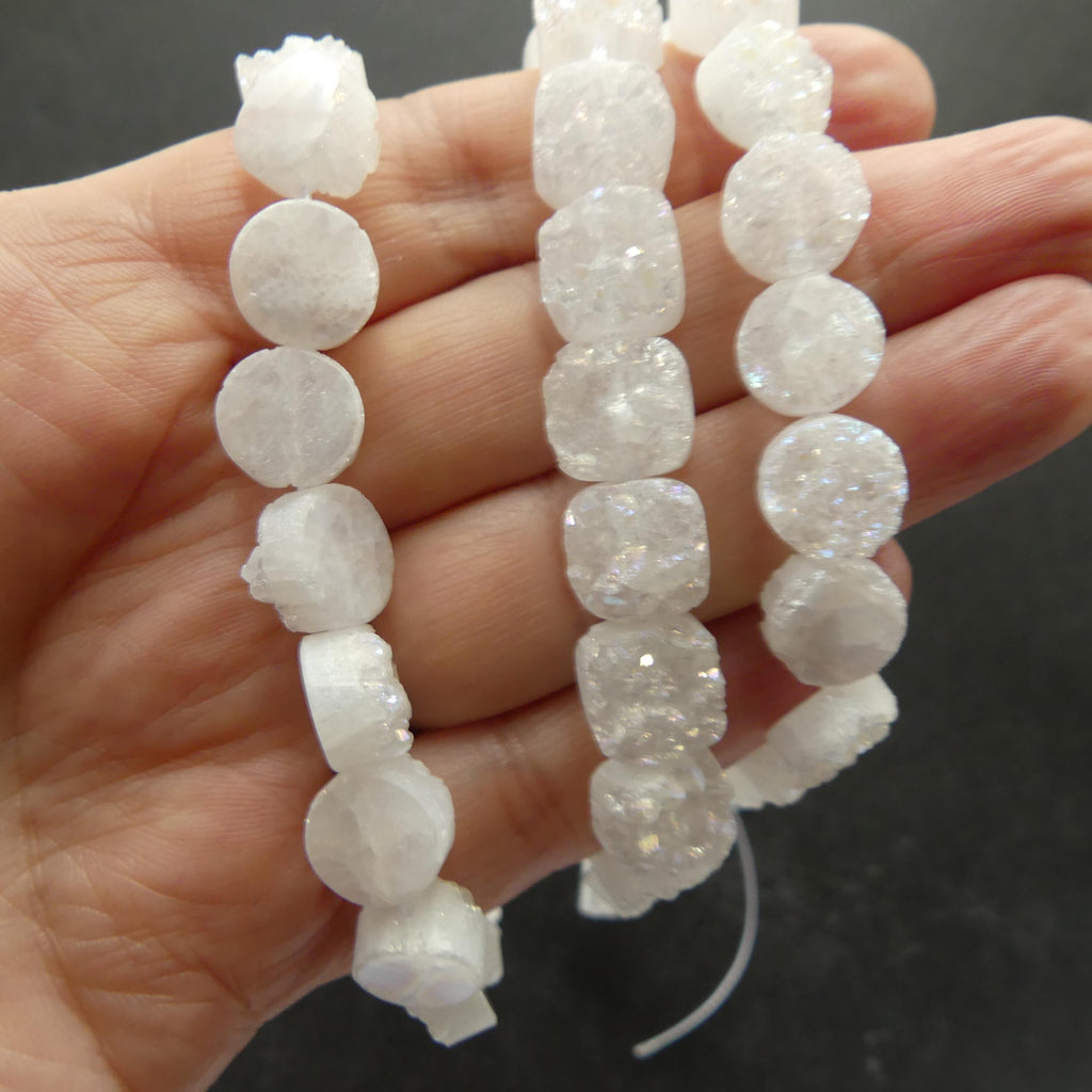 10mm Druzy Agate Beads 7.5" Round Druzy Beads Sparkly Square Druzy Beads for Jewelry Making Beading Craft Gift