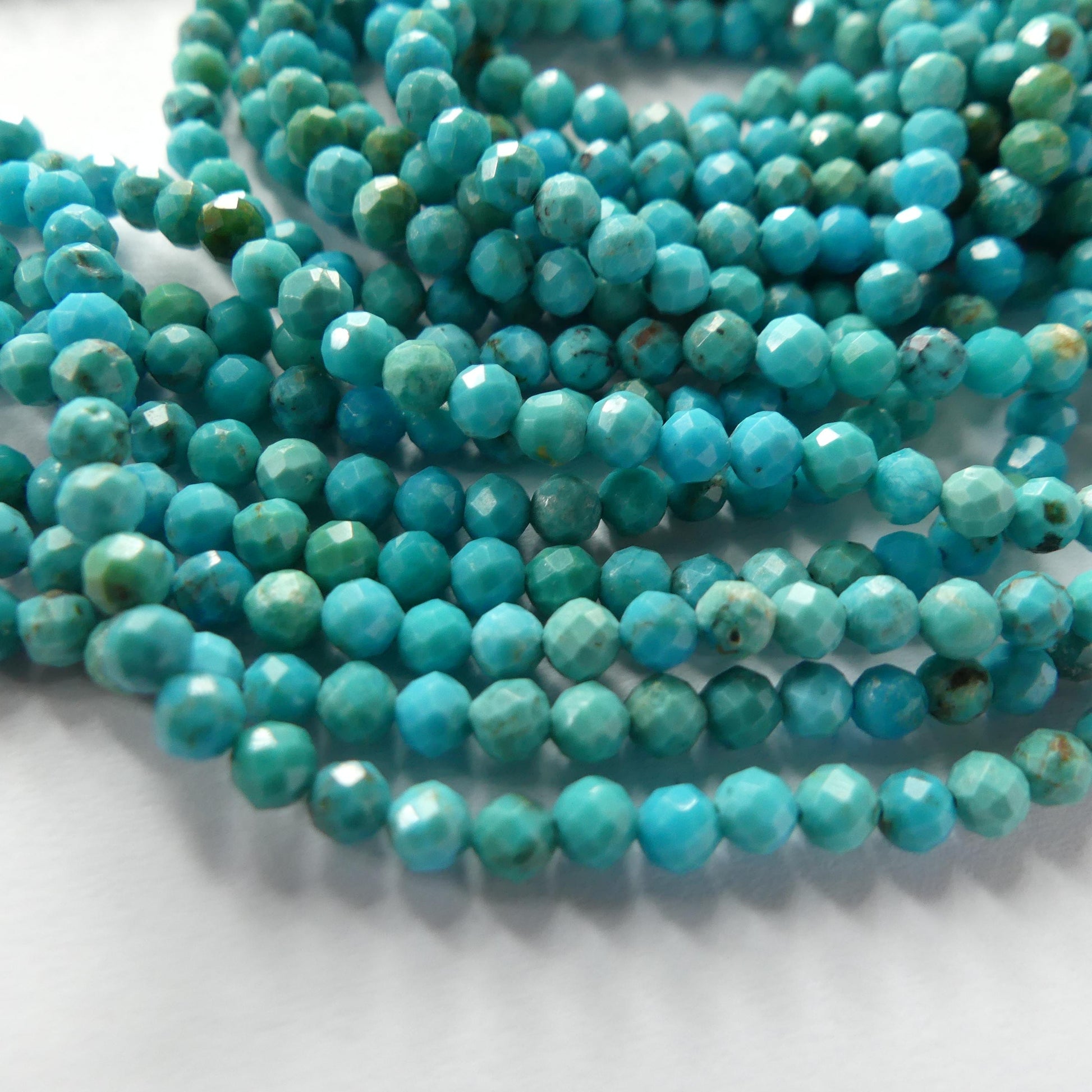 3mm AAA Arizona Turquoise Faceted Beads 15" Blue Turquoise Genuine Gemstone Beads for Jewelry Making Beading Craft Gift December Birthstone