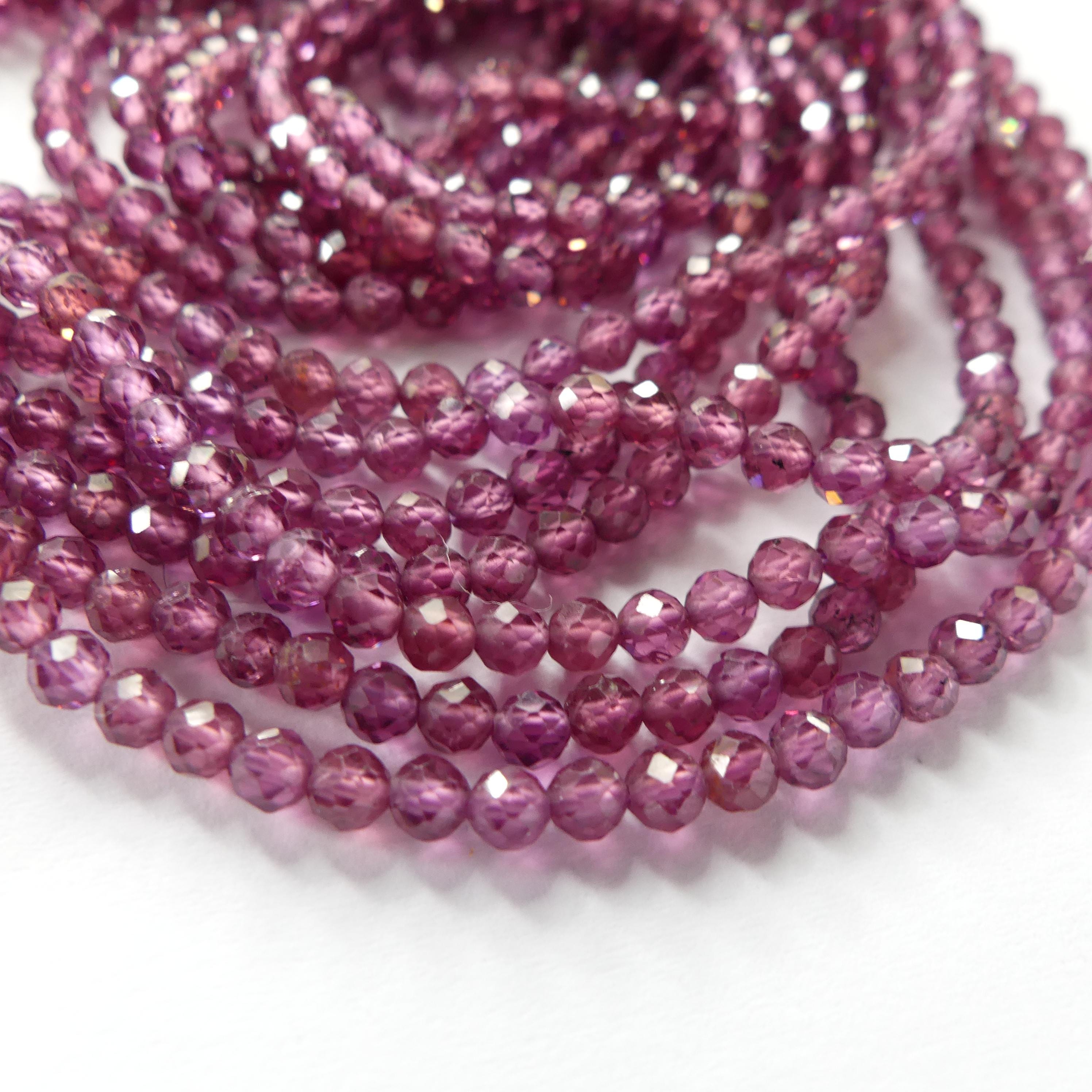 3mm 3.5mm AAA Pink Garnet Beads Faceted Beads 15" Natural Light Rhodolite Garnet Gemstone Beads Beading Crafter Gift