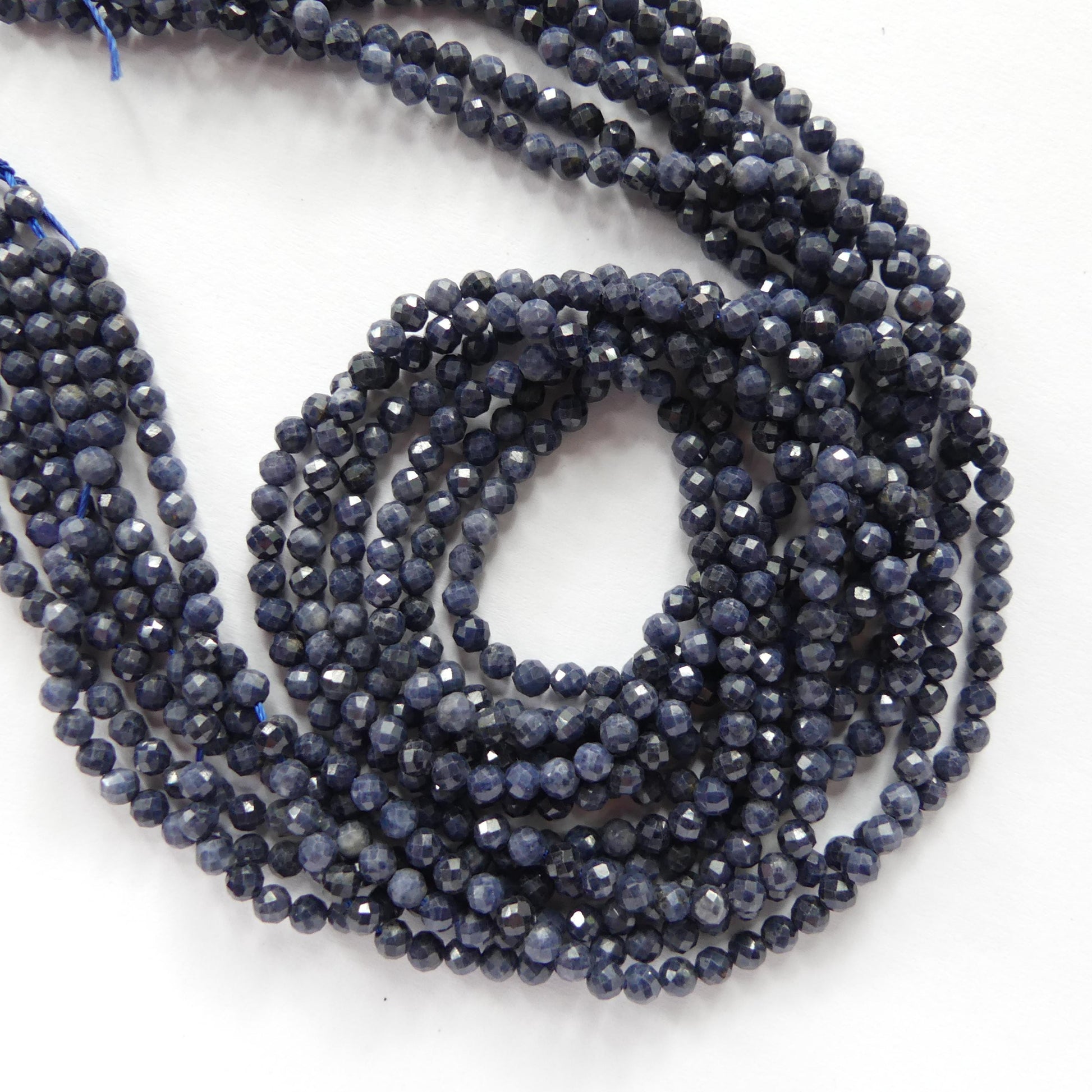 3mm Natural Sapphire Beads Dark Blue Sapphire Faceted 15" Genuine Gemstone Beads Jewelry Making Beading Craft Gift September Birthstone