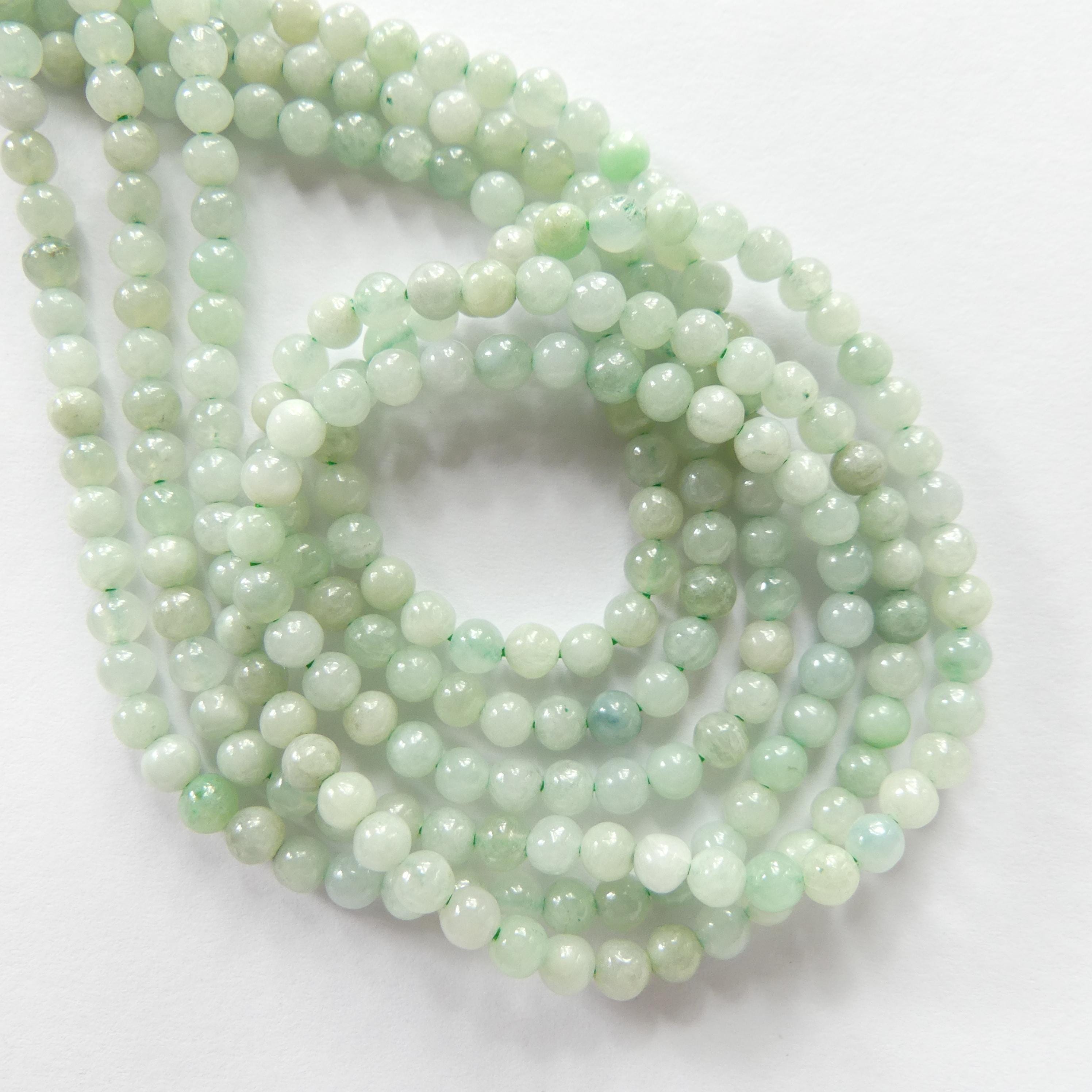 3mm Burma Jade Beads 15" Burma Jadeite Genuine Gemstone Beads Natural Jade for Jewelry Making Beading Craft Gift Beads