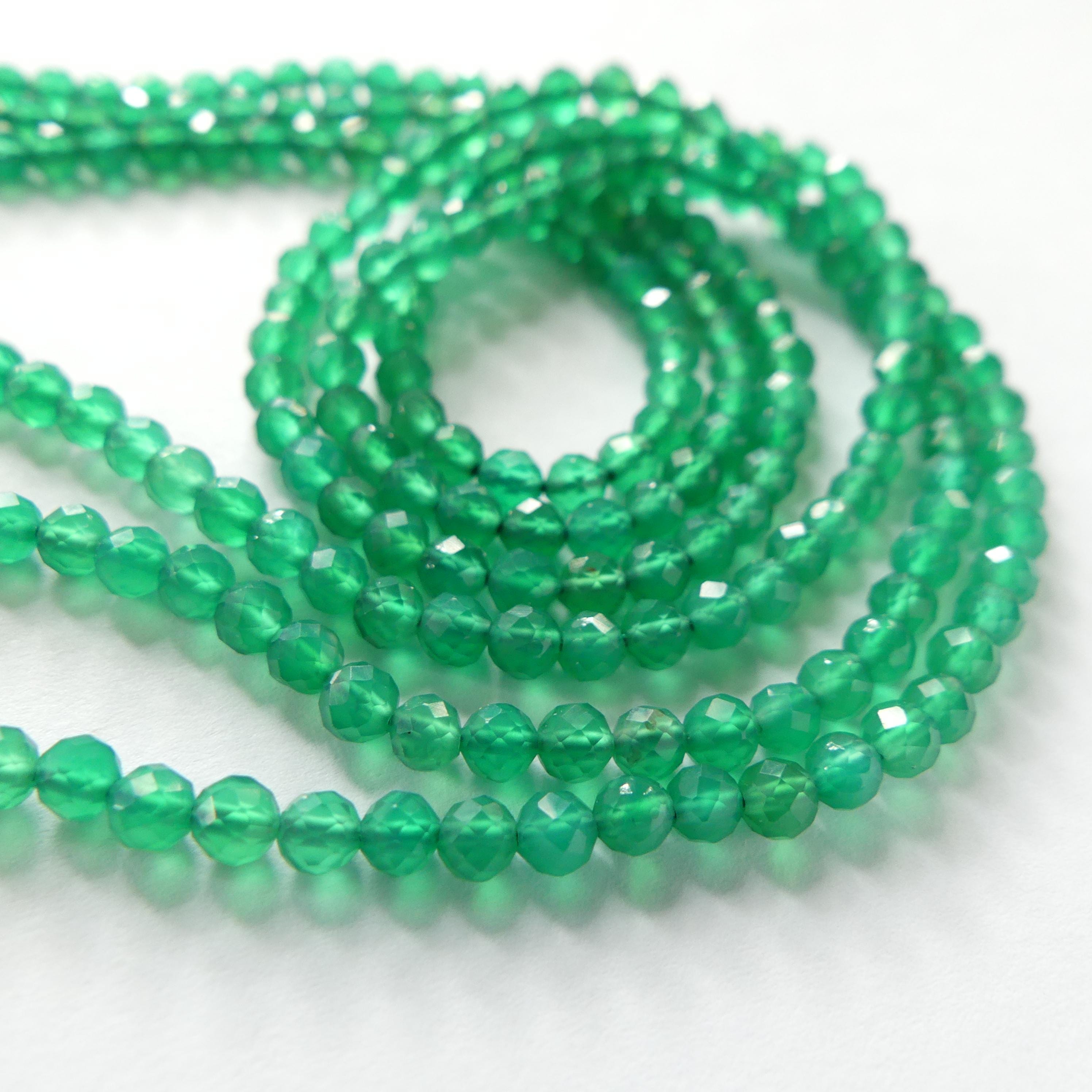 3mm Natural Green Onyx Beads Micro Faceted Beads 13" Natural Onyx Gemstone Beads Beading Crafter Gift DIY jewelry