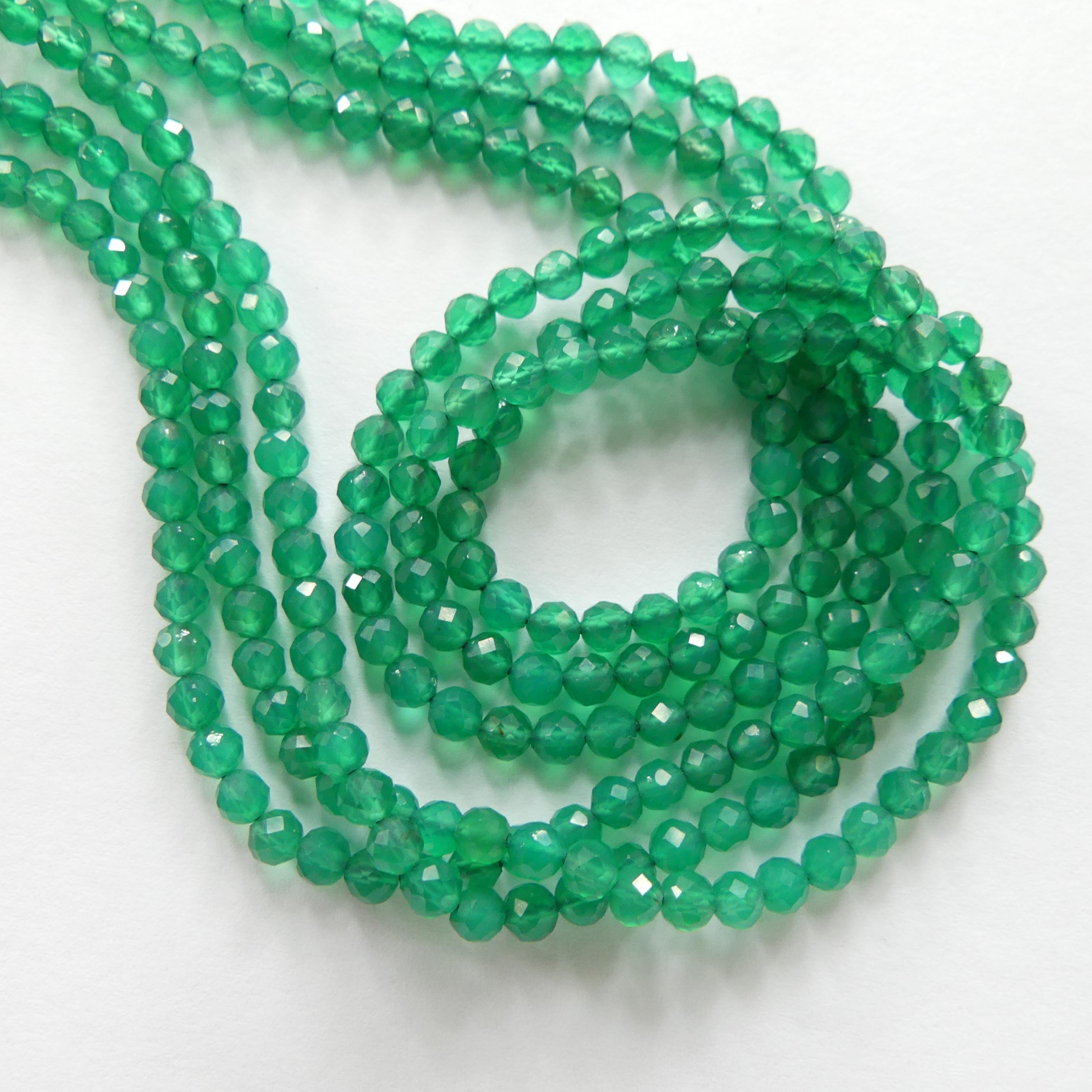 3mm Natural Green Onyx Beads Micro Faceted Beads 13" Natural Onyx Gemstone Beads Beading Crafter Gift DIY jewelry