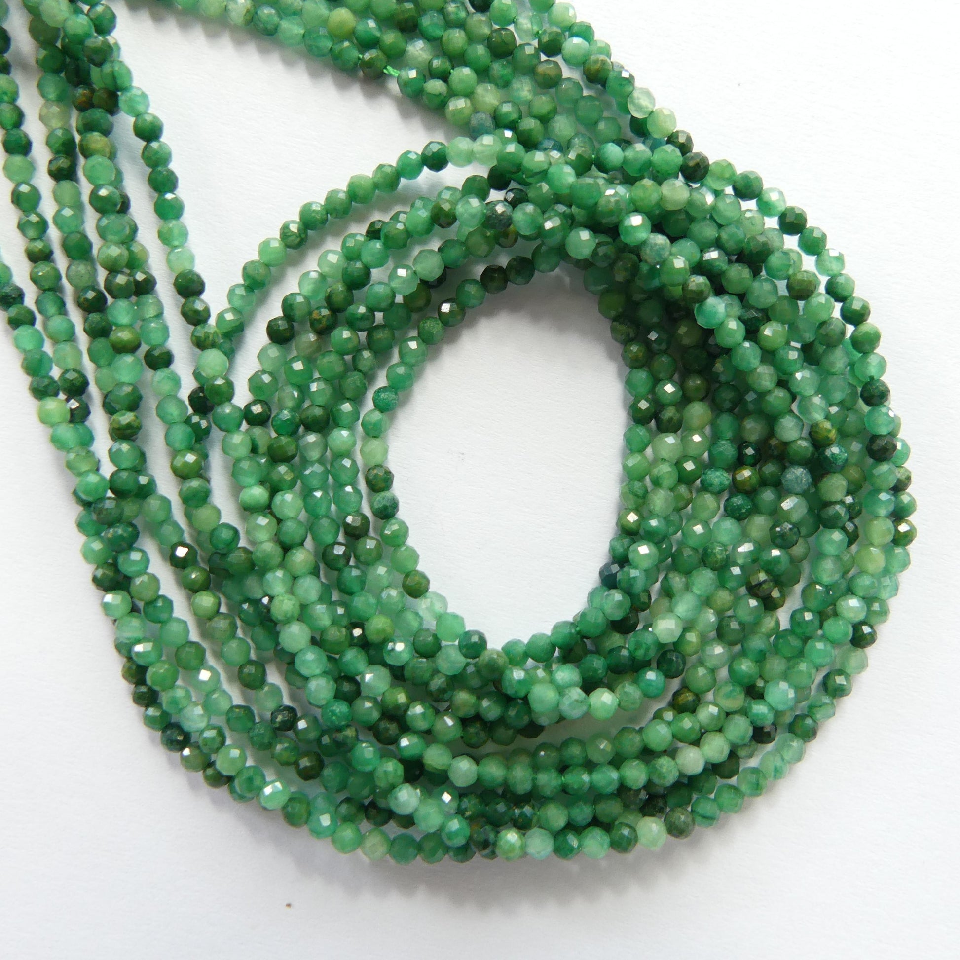 2mm Natural Jade Micro Faceted Beads 15" African Jade Round Genuine Gemstone Beads for Jewelry Making Beading Craft Gift Beads DIY Jewelry