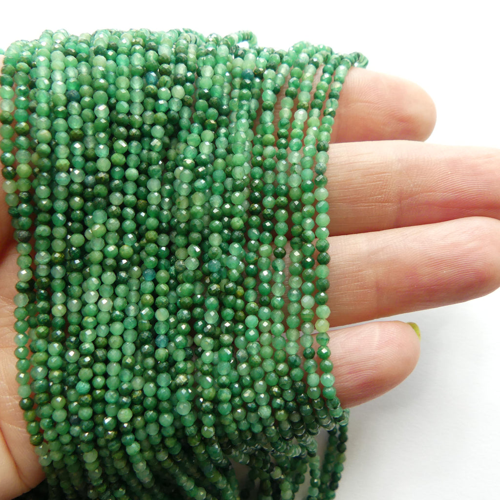2mm Natural Jade Micro Faceted Beads 15" African Jade Round Genuine Gemstone Beads for Jewelry Making Beading Craft Gift Beads DIY Jewelry