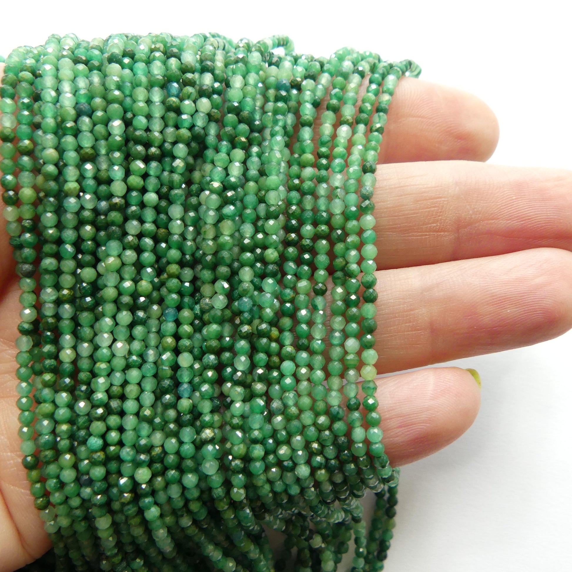 2mm Natural Jade Micro Faceted Beads 15" African Jade Round Genuine Gemstone Beads for Jewelry Making Beading Craft Gift Beads DIY Jewelry