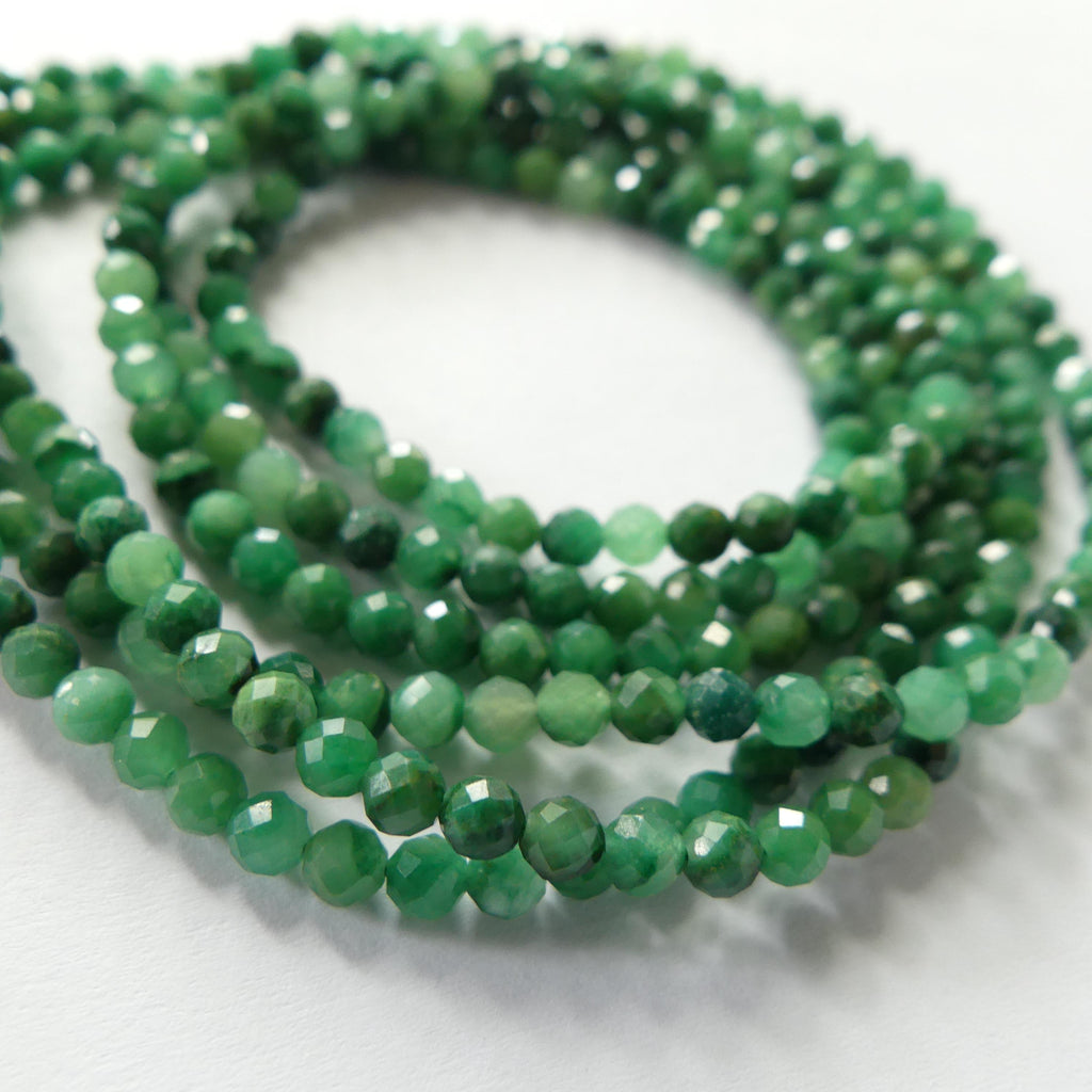 3mm Natural Jade Micro Faceted Beads 15" African Jade Round Genuine Gemstone Beads for Jewelry Making Beading Craft Gift Beads DIY Jewelry
