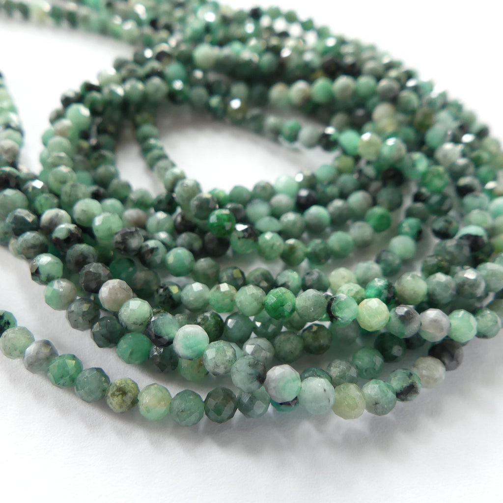 3mm Natural Emerald Beads Faceted 15" Raw Emerald Genuine Gemstone Beads Genuine Emerald Jewelry Making Beading Craft Gift May Birthstone
