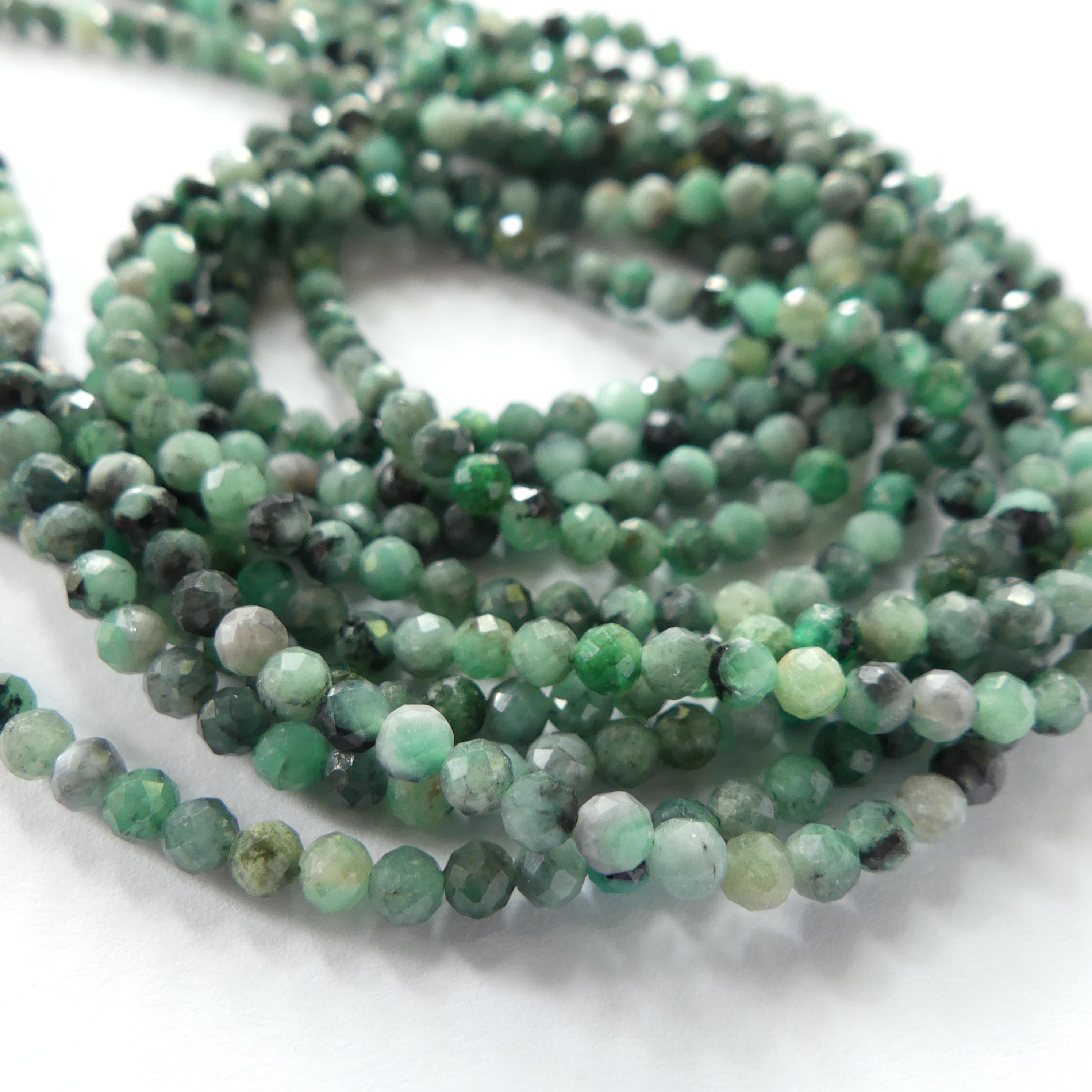 3mm Natural Emerald Beads Faceted 15" Raw Emerald Genuine Gemstone Beads Genuine Emerald Jewelry Making Beading Craft Gift May Birthstone