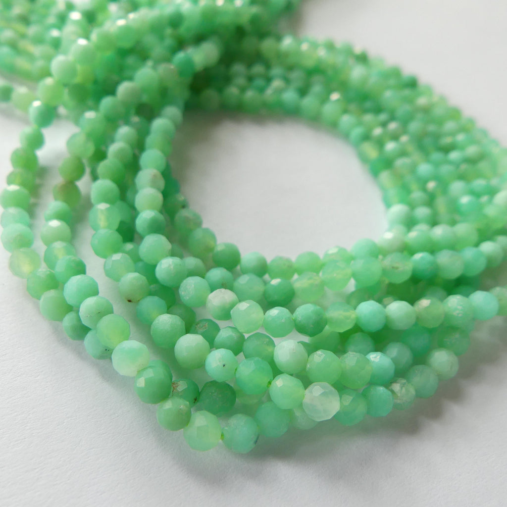 3mm 3.5mm Chrysoprase Faceted Beads 15" Mint Green Genuine Gemstone Beads for Jewelry Making Beading Craft Gift Beads