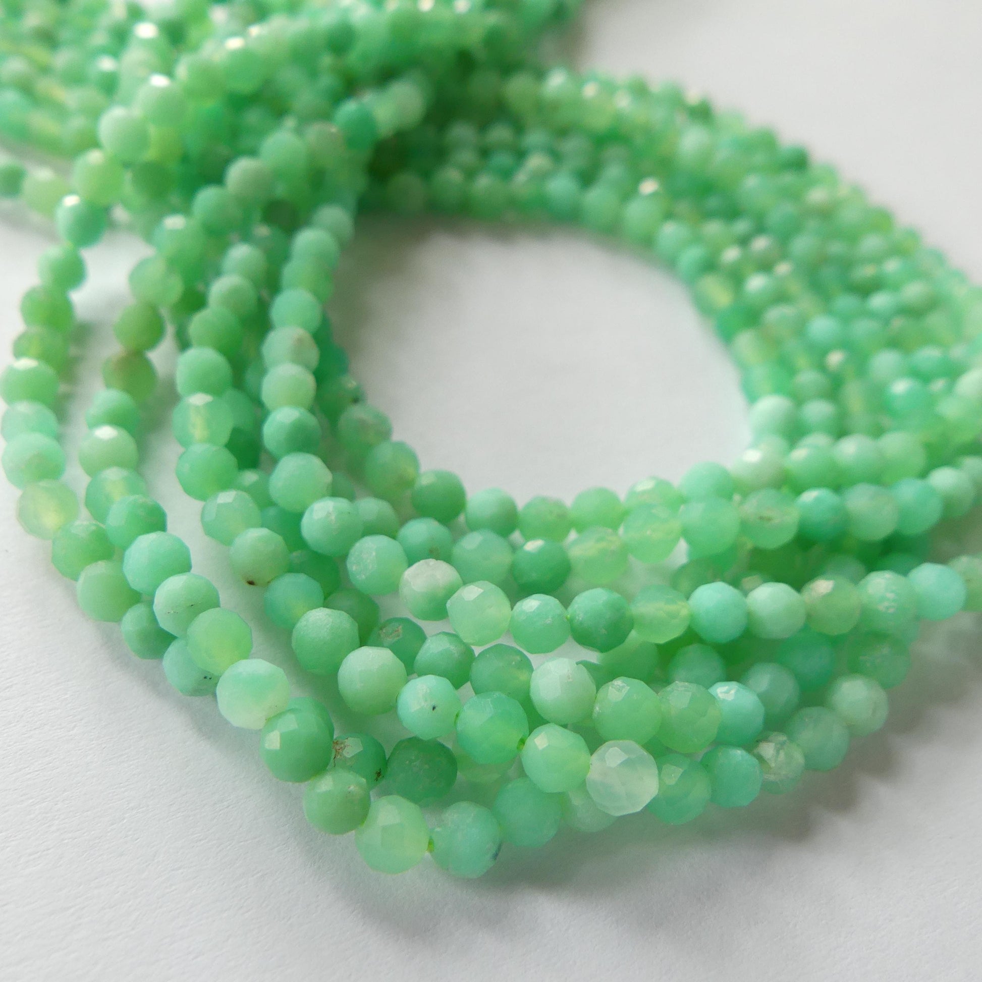 3mm 3.5mm Chrysoprase Faceted Beads 15" Mint Green Genuine Gemstone Beads for Jewelry Making Beading Craft Gift Beads