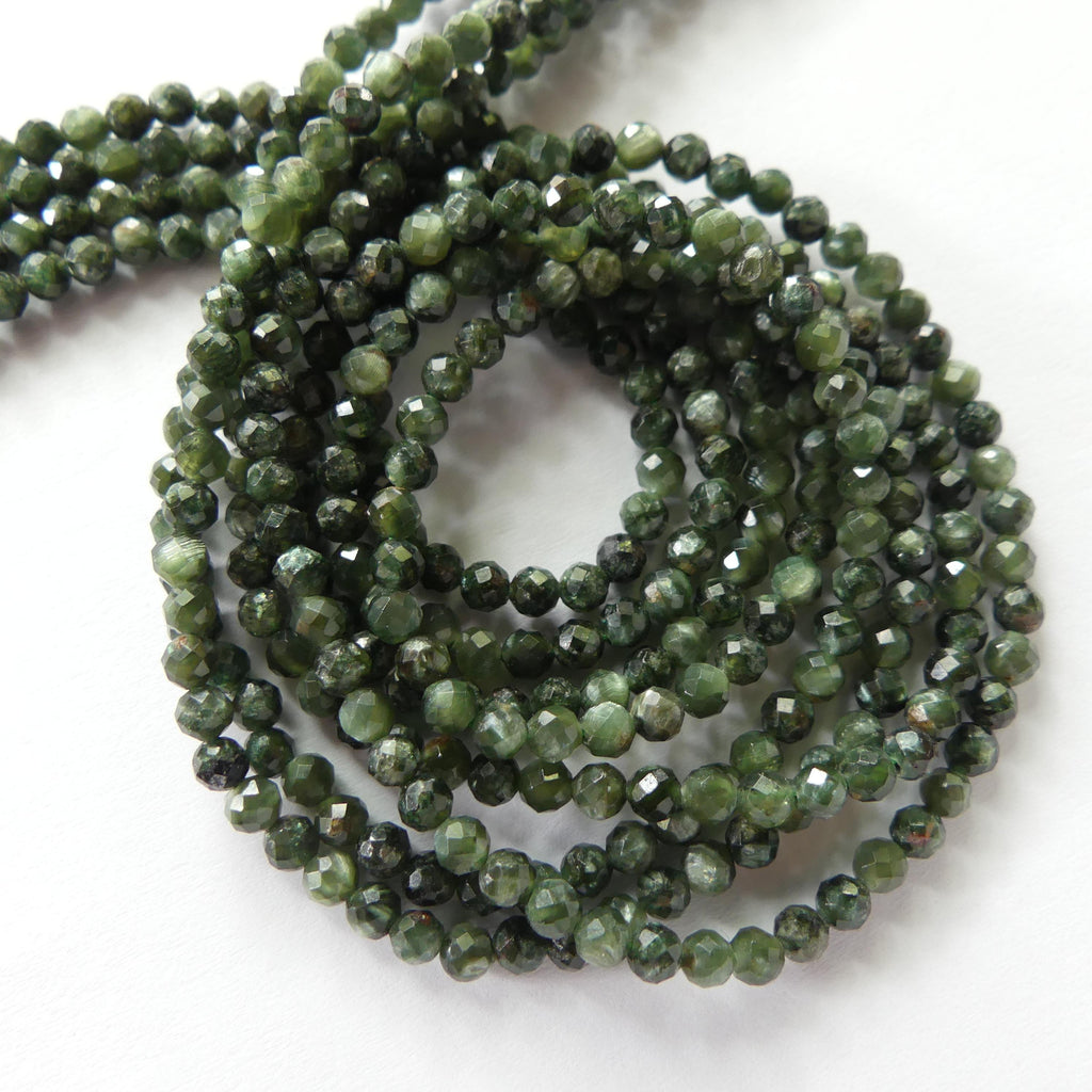 3mm Seraphinite Faceted Beads 15" Russian Seraphinite Genuine Gemstone Beads for Jewelry Making Beading Craft Gift Beads