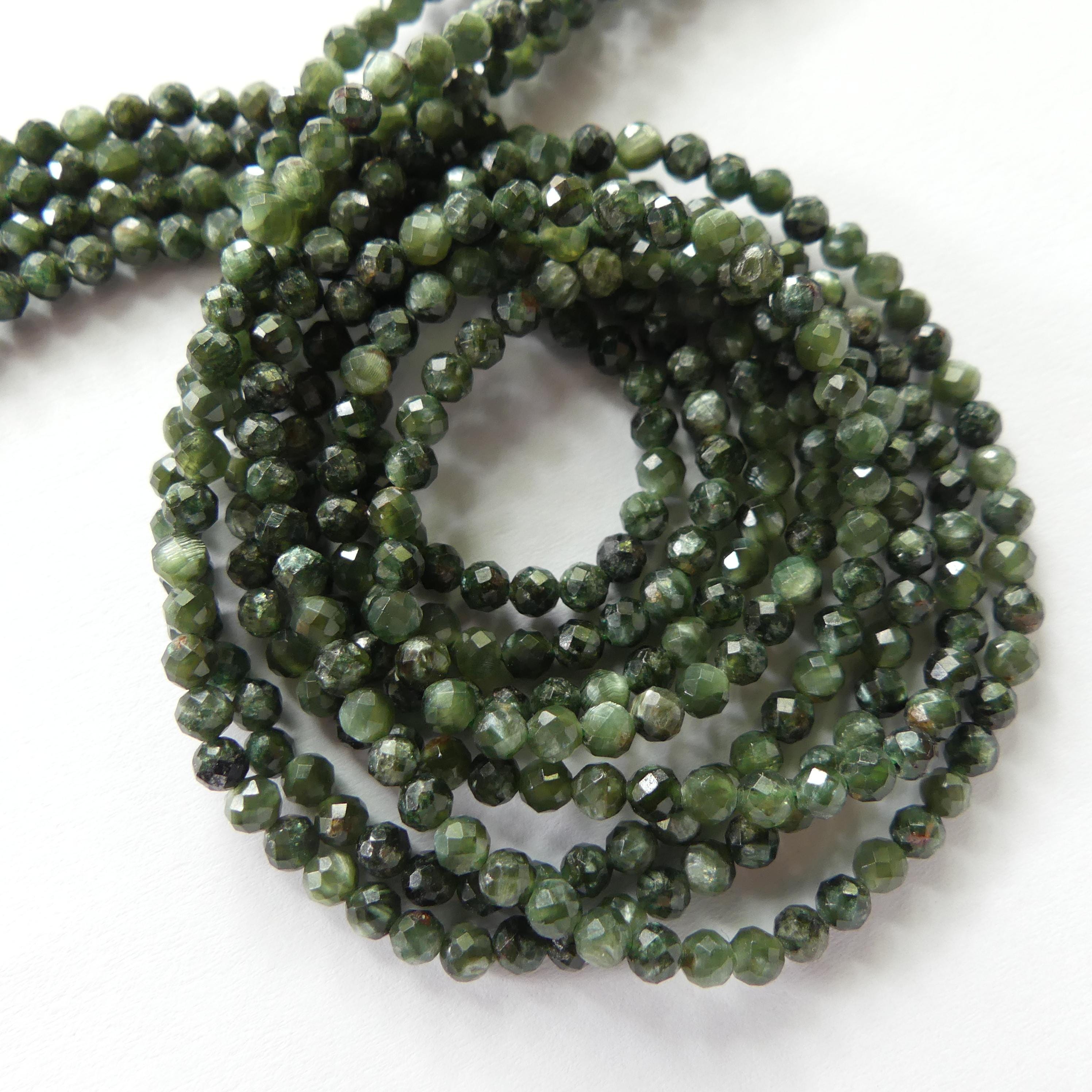 3mm Seraphinite Faceted Beads 15" Russian Seraphinite Genuine Gemstone Beads for Jewelry Making Beading Craft Gift Beads