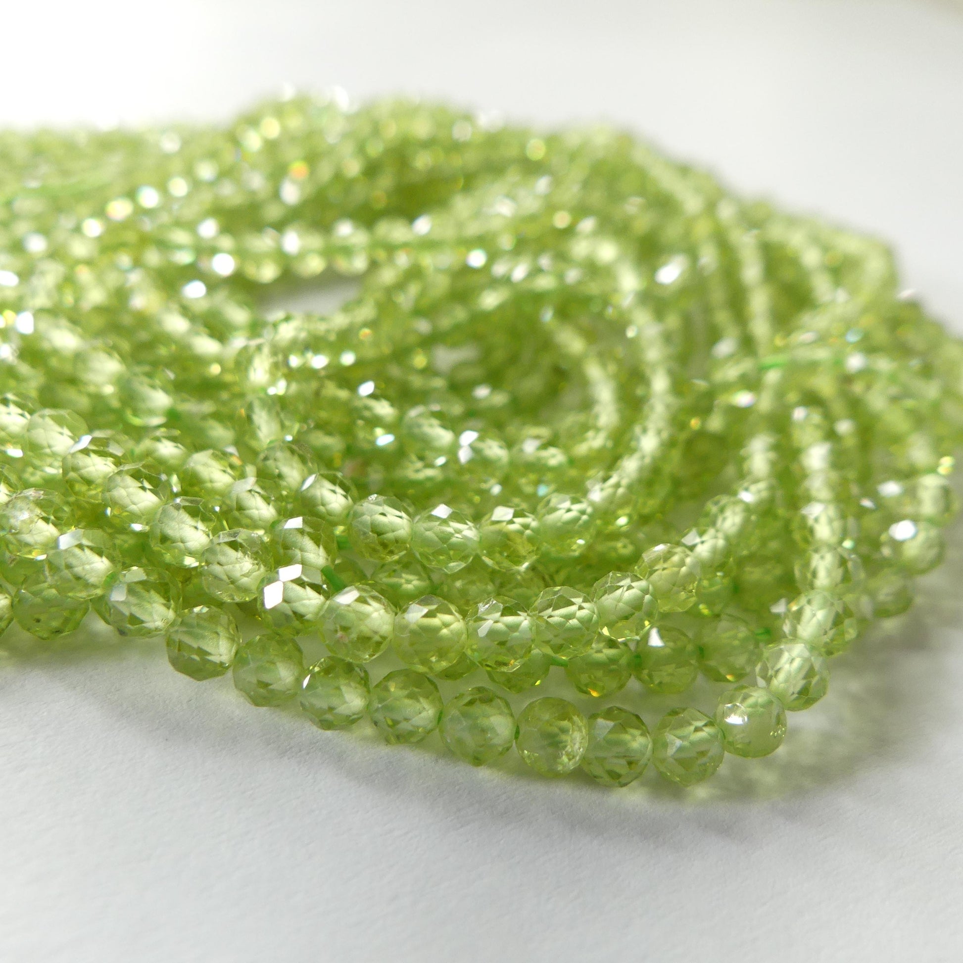3mm AAA Peridot Faceted Beads 15" Transparent Green Gemstone Beads for Jewelry Making Beading Craft Gift August Birthstone Beads