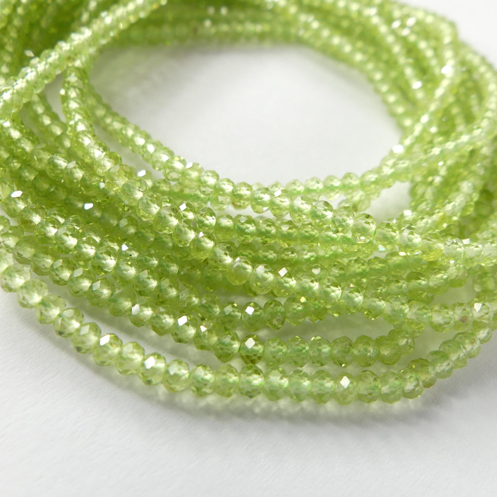 3mm AAA Peridot Faceted Rondel Beads 15" Transparent Green Gemstone Beads for Jewelry Making Beading Craft Gift August Birthstone Beads
