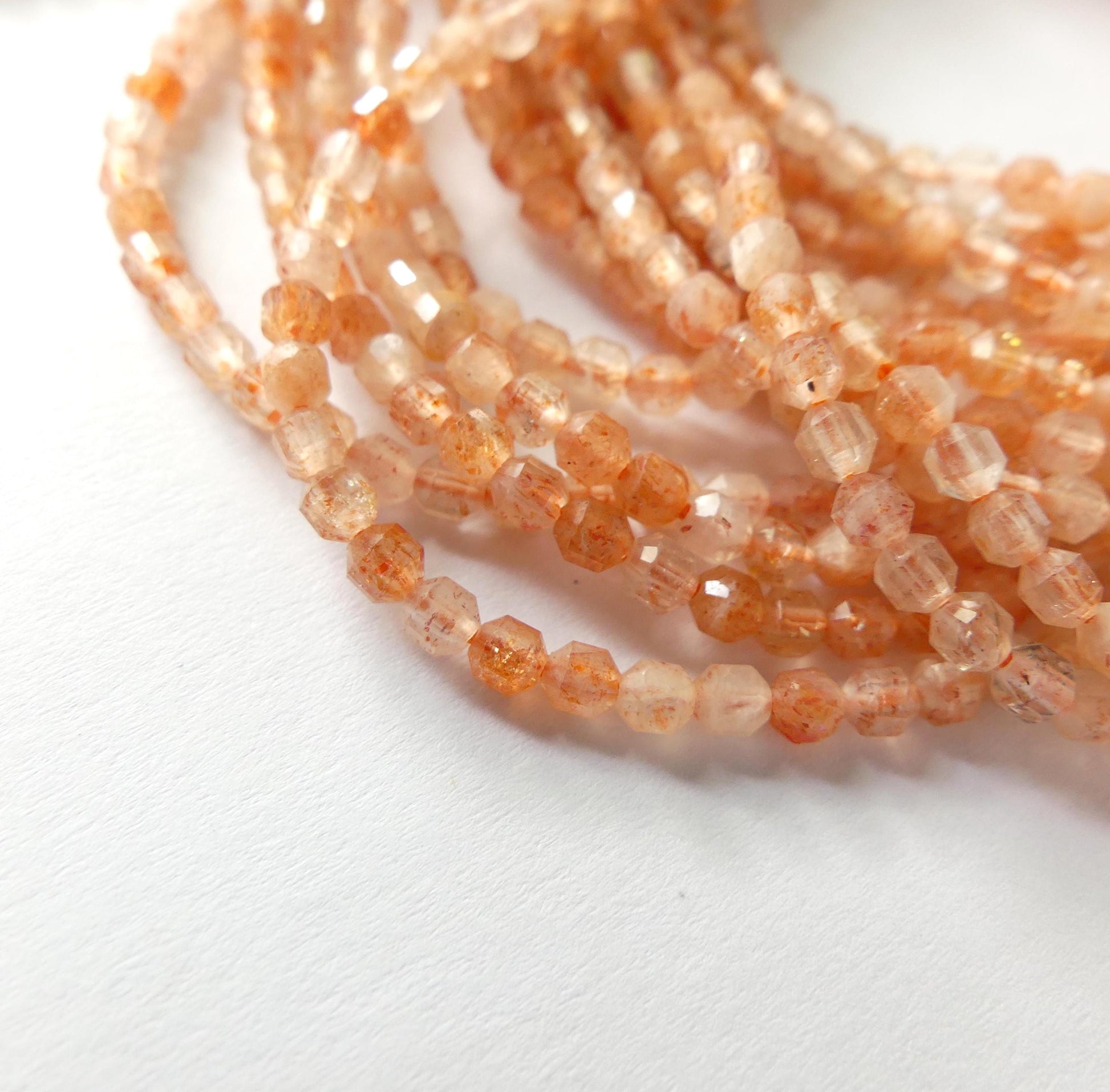 2mm 2.7mm Natural AAA Sunstone Faceted Prism Beads 15" Orange Genuine Gemstone Beads Jewelry Making Beading Craft Gift Beads Abundance