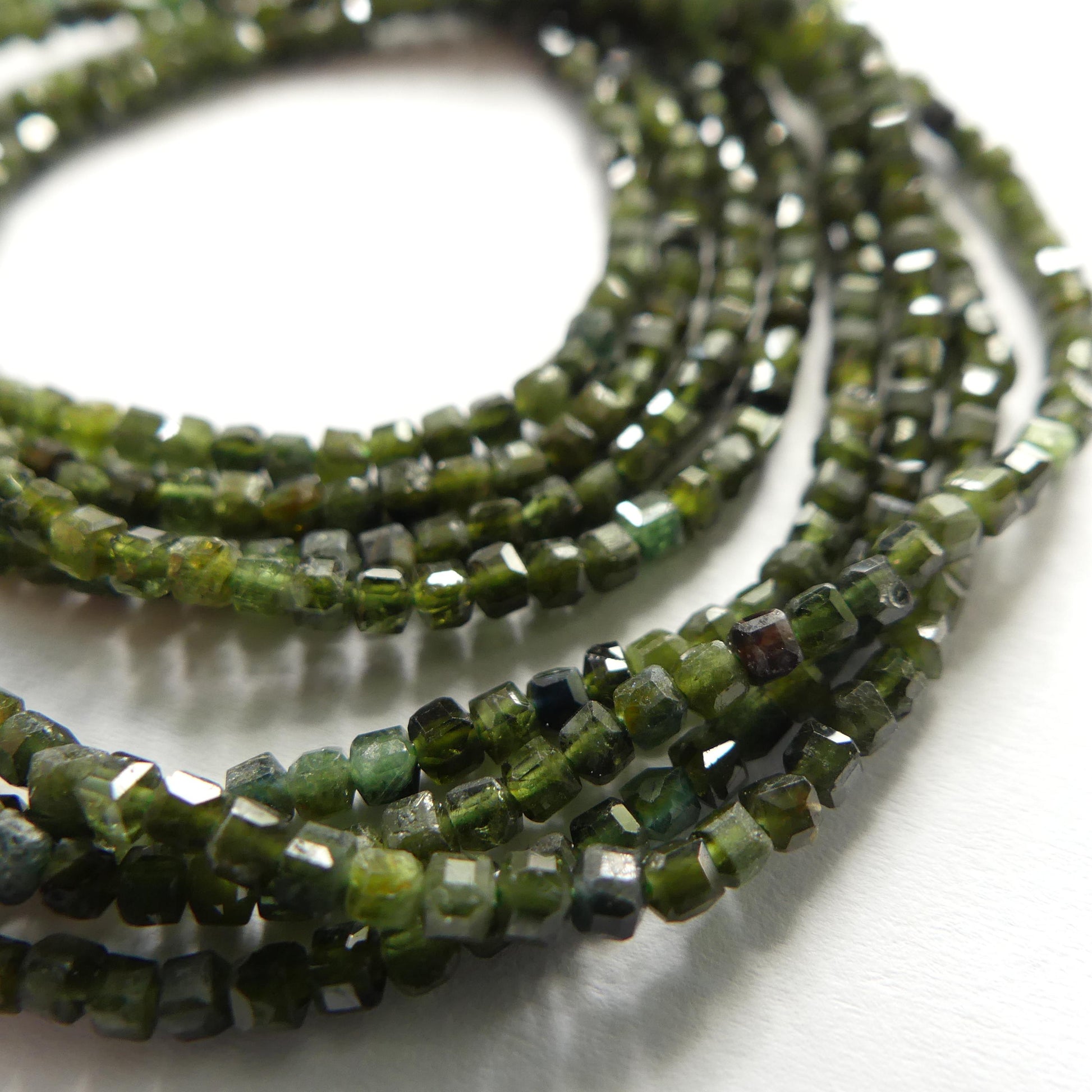 2mm Green Tourmaline Faceted Cube Beads 15" Gemstone Beads for Jewelry Making Beading Gift Crafter October Birthstone