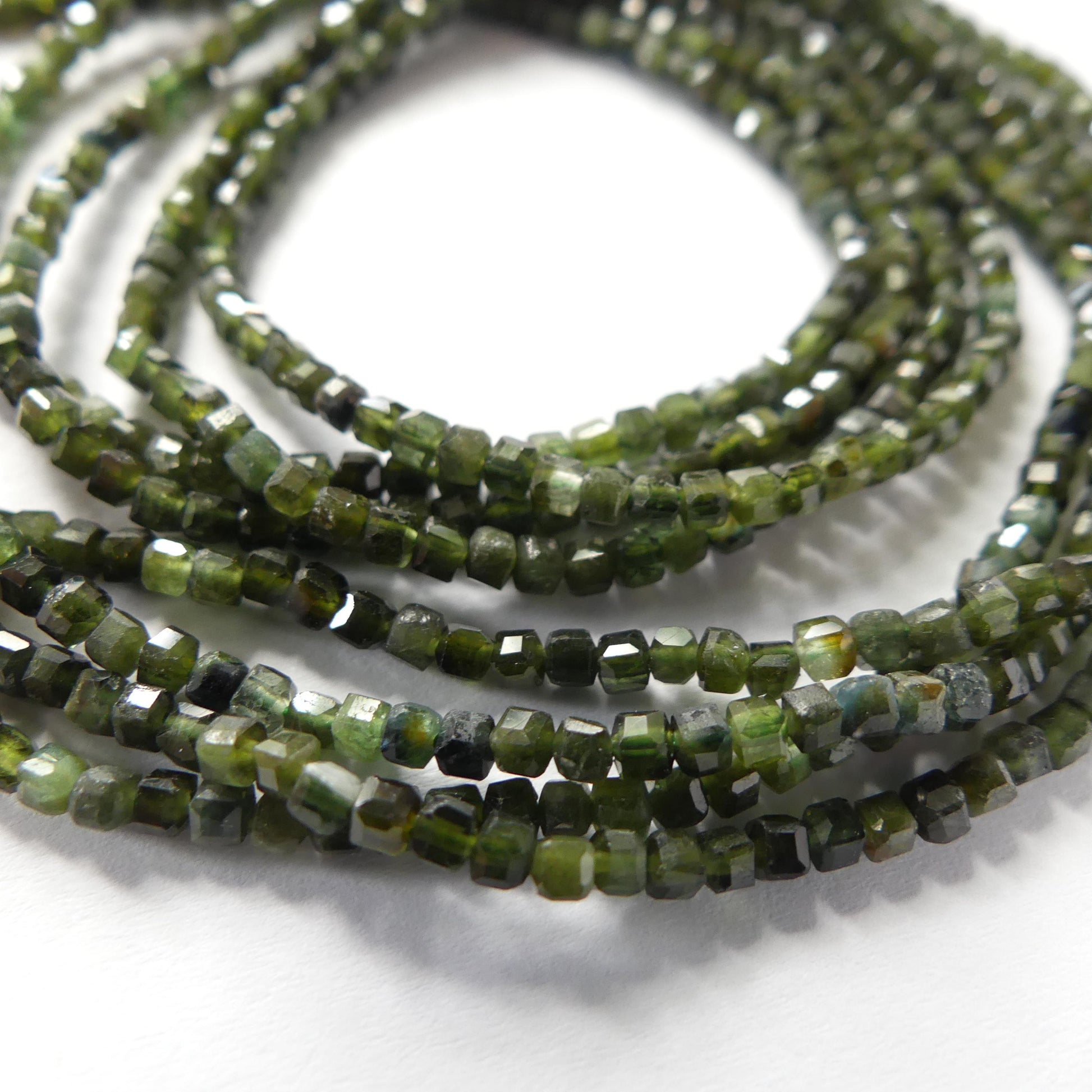 2mm Green Tourmaline Faceted Cube Beads 15" Gemstone Beads for Jewelry Making Beading Gift Crafter October Birthstone