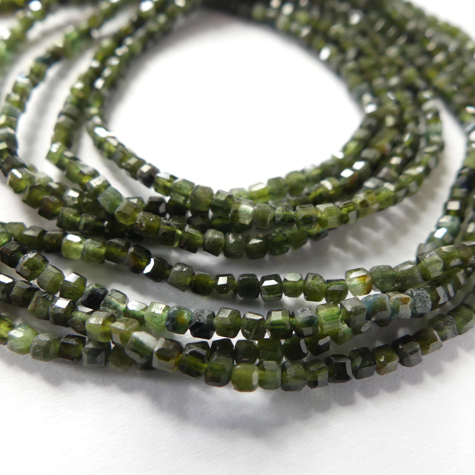 2mm Green Tourmaline Faceted Cube Beads 15" Gemstone Beads for Jewelry Making Beading Gift Crafter October Birthstone