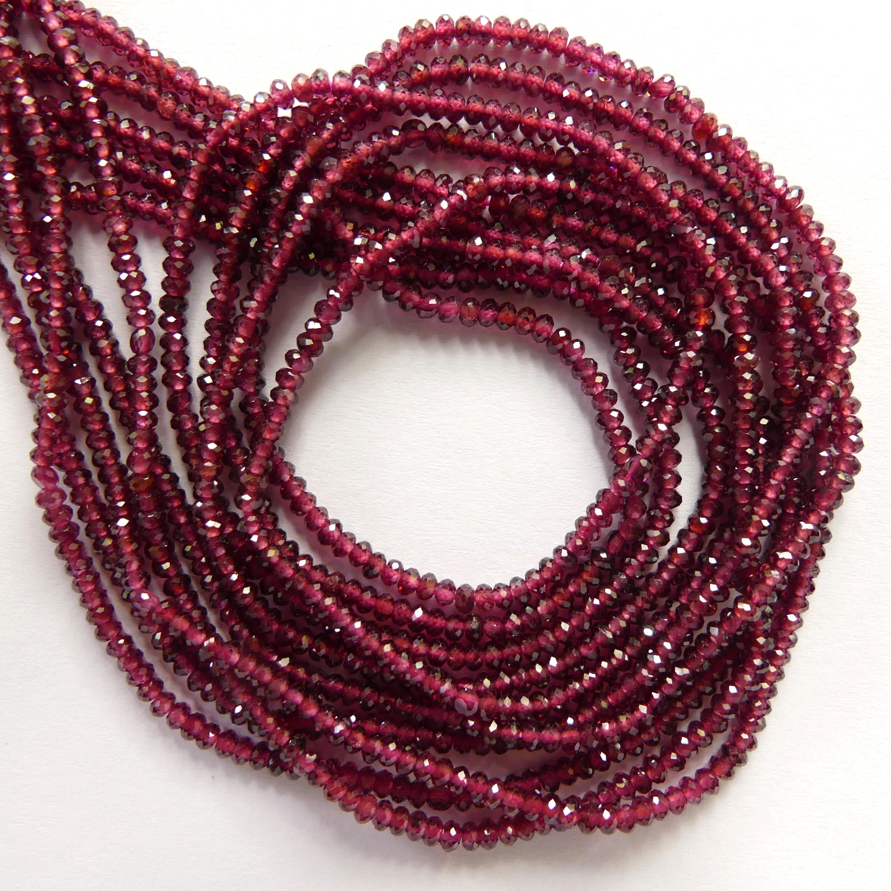 2mm AAA Pyrope Garnet Beads Faceted Rondelle Beads 15" Natural Garnet Gemstone Beads Beading Crafter Gift January Birthstone