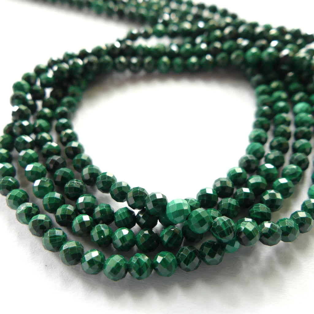 3mm Malachite Faceted Beads 15" Vivid Green Malachite Gemstone Beads for Jewelry Making Beading Gift Crafter