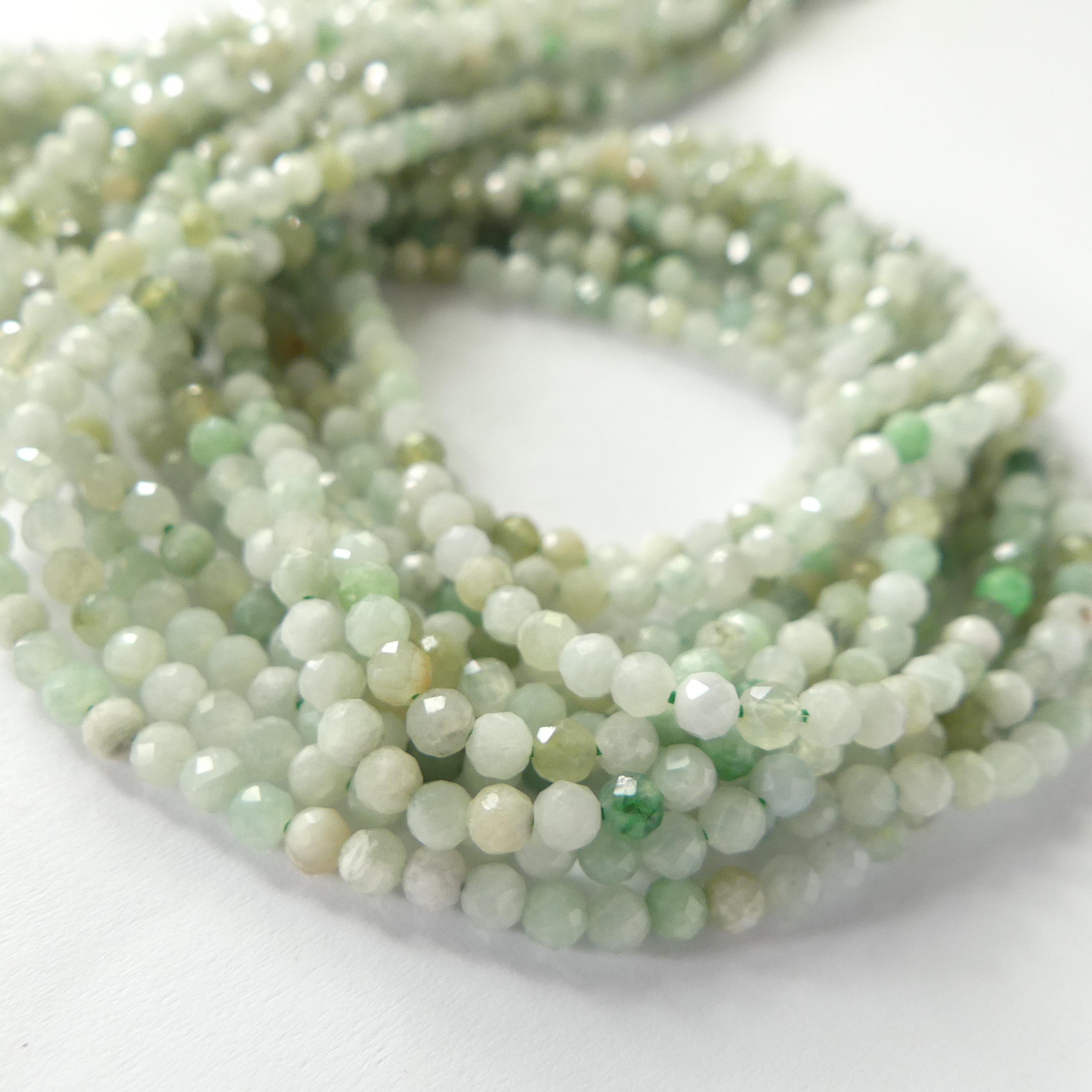 3mm Burma Jade Beads Faceted 15" Burma Jadeite Genuine Gemstone Beads Sparkly Natural Jade for Jewelry Making Beading Craft Gift Beads