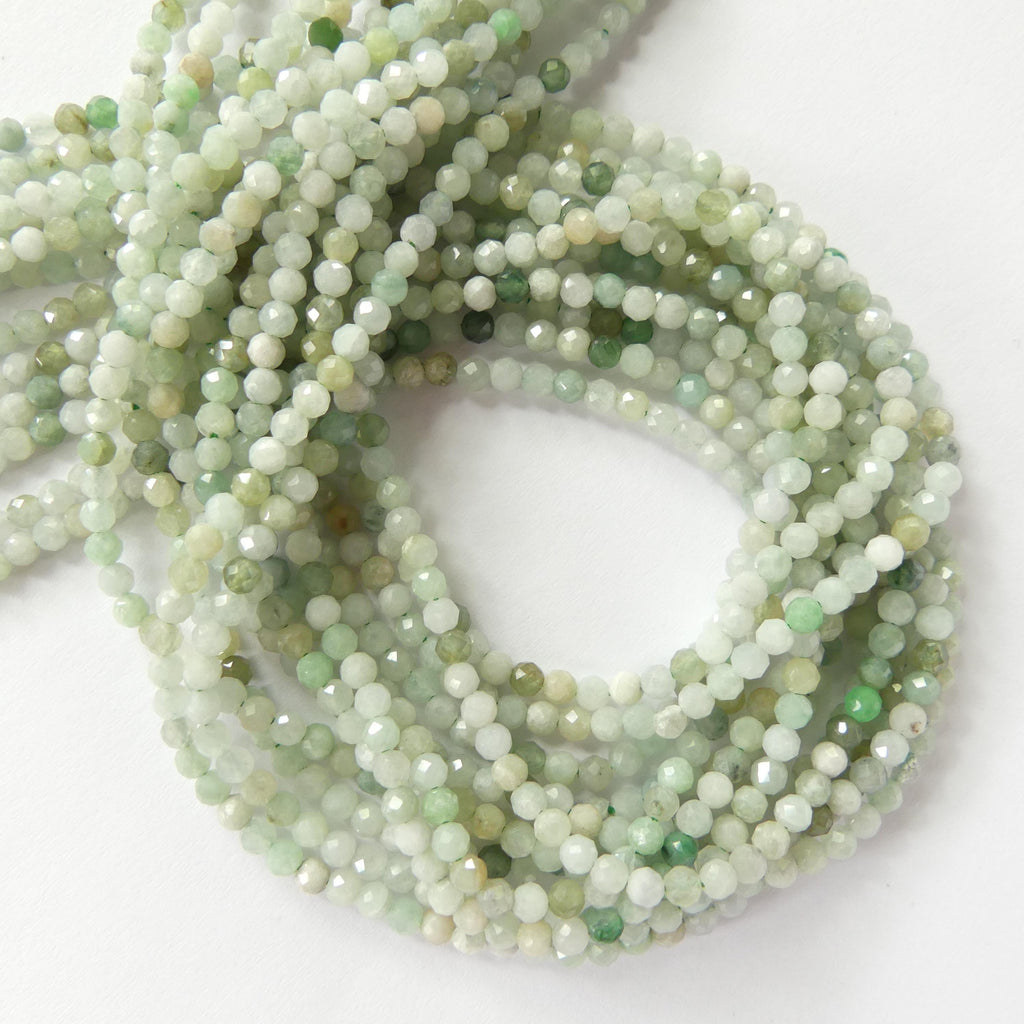 3mm Burma Jade Beads Faceted 15" Burma Jadeite Genuine Gemstone Beads Sparkly Natural Jade for Jewelry Making Beading Craft Gift Beads
