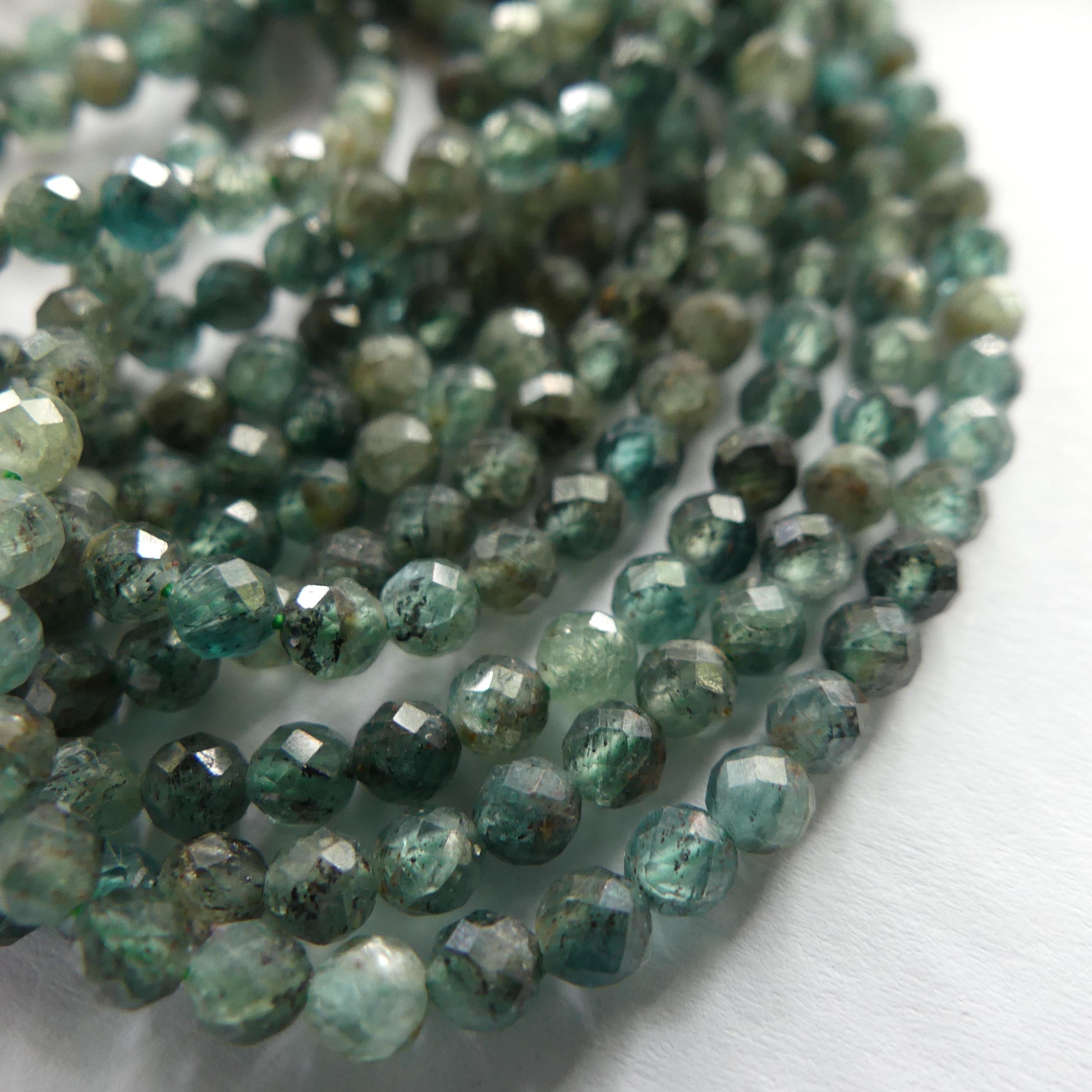3mm Teal Green Kyanite Beads Micro Faceted Beads 15" Rare Kyanite Gemstone Beads Beading Crafter Gift