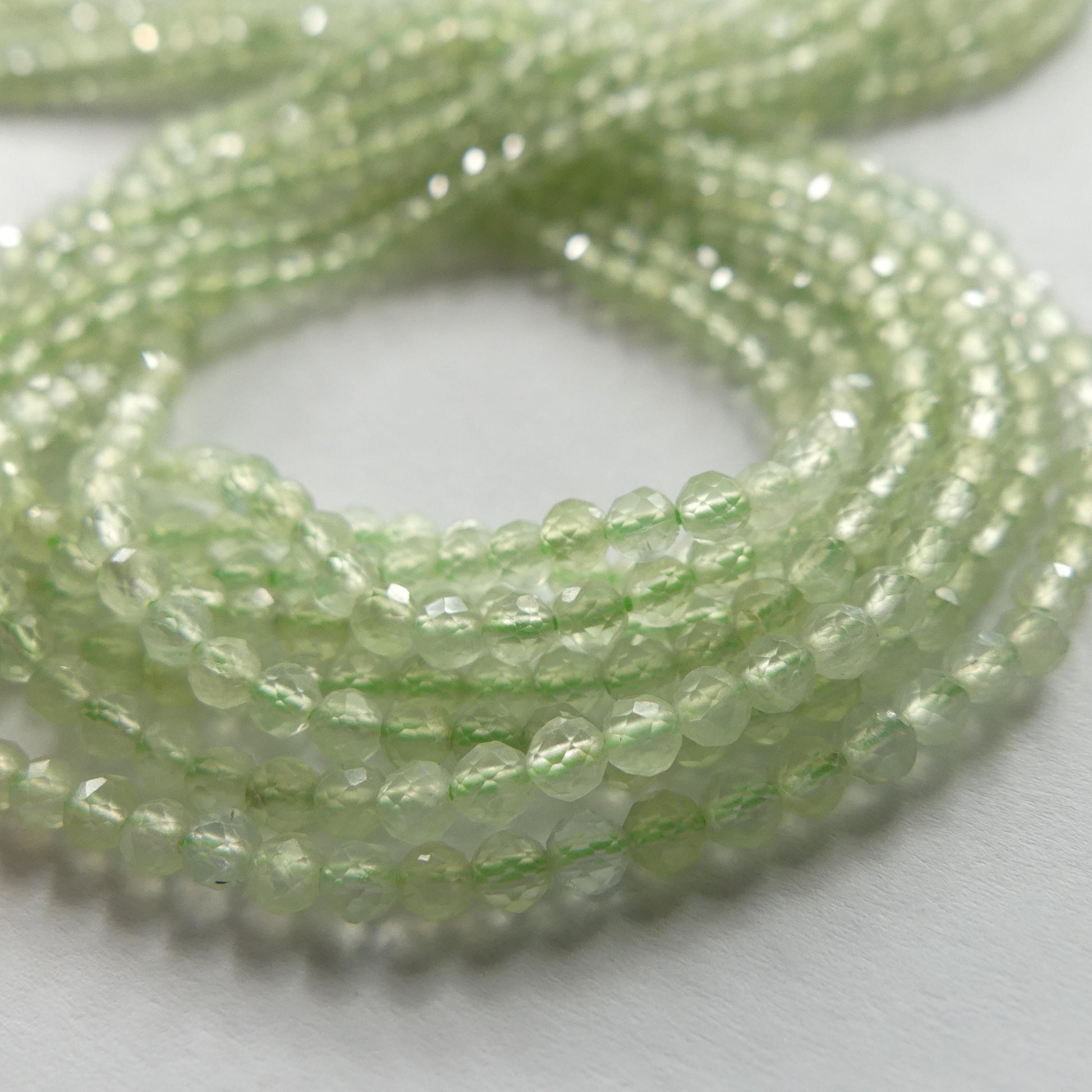 3mm AAA Prehnite Beads Micro Faceted Beads 15" Pale Green Natural Gemstone Beads Beading Crafter Gift DIY jewelry