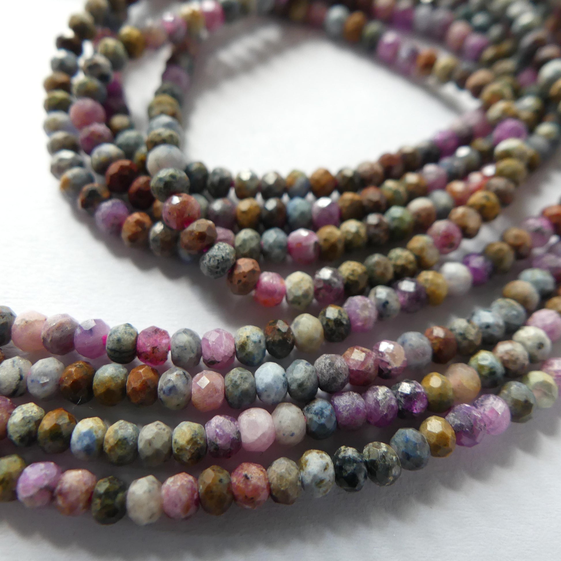 2mm 3mm Ruby Sapphire Micro Faceted Rondelle Beads Genuine Small Beads 15.5" Gemstone Beads for Jewelry Making