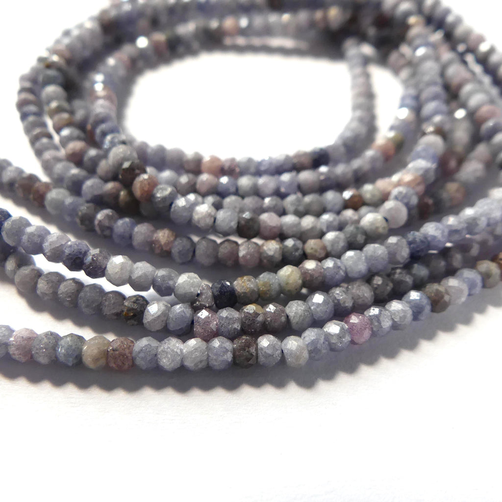 2mm 3mm Lavender Blue Sapphire Beads Rondelle Faceted 15" Genuine Gemstone Beads Jewelry Making Beading Craft Gift September Birthstone